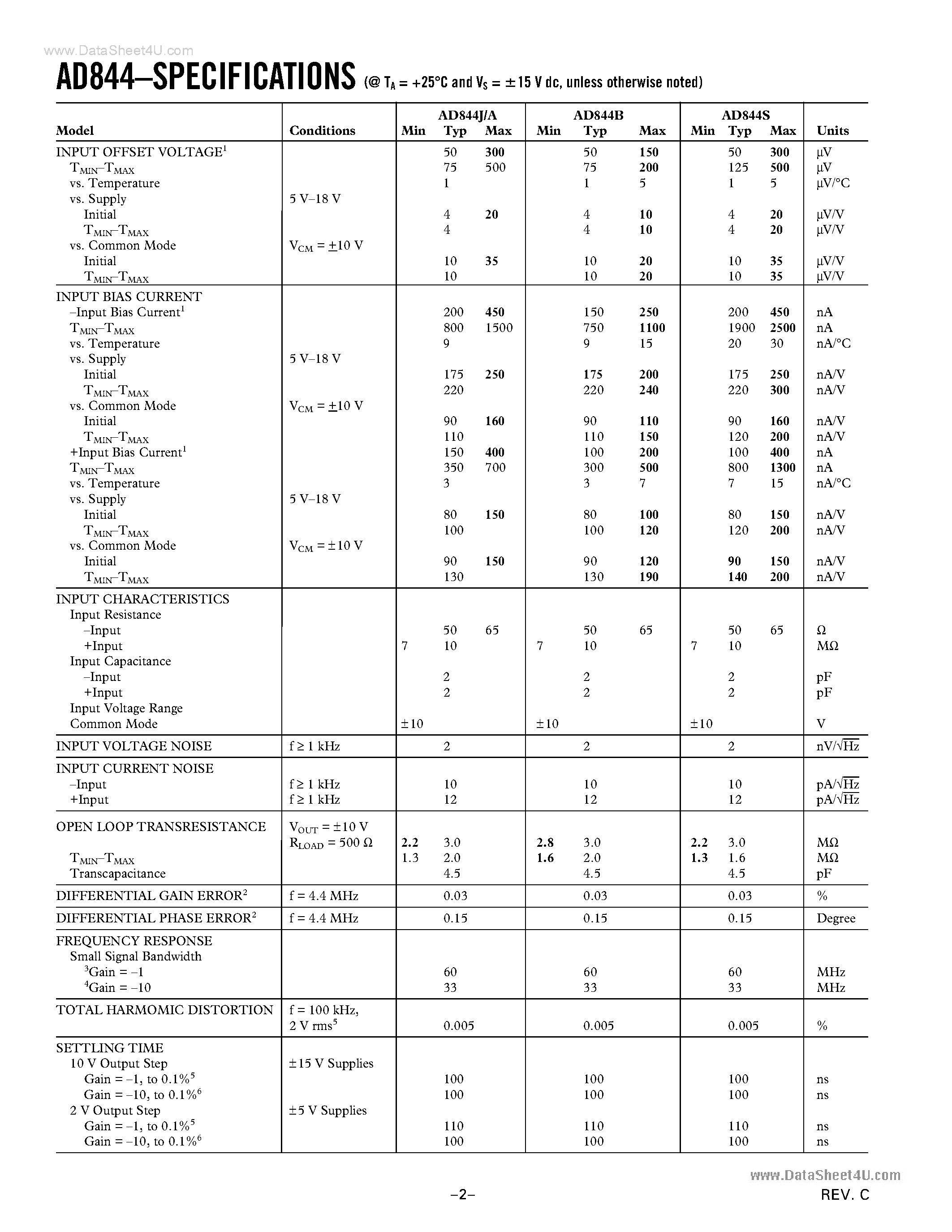 Datasheet 8964401PA - 2000 V/us Monolithic Op Amp page 2