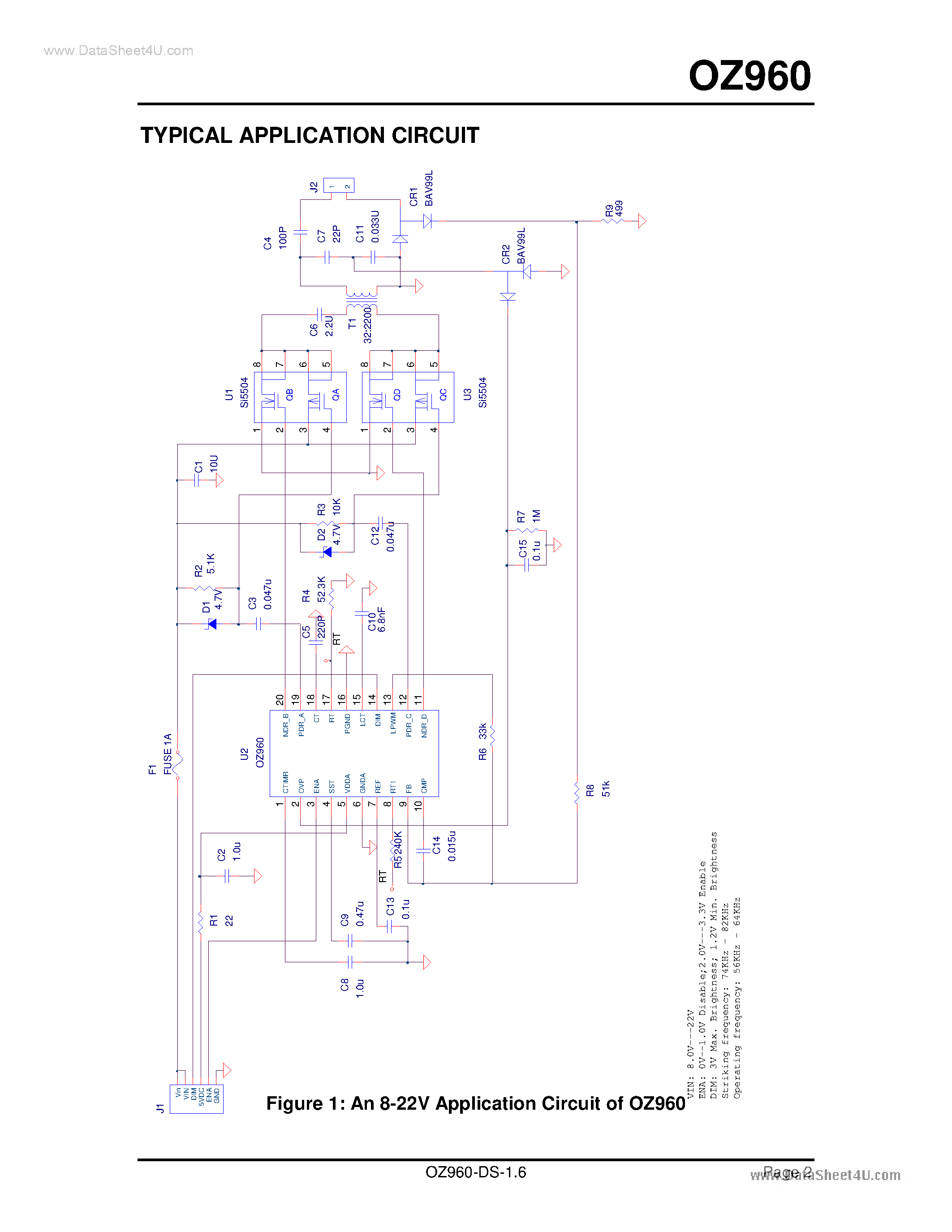 Даташит OZ960 - Intelligrnt CCFL Inverter Controller страница 2