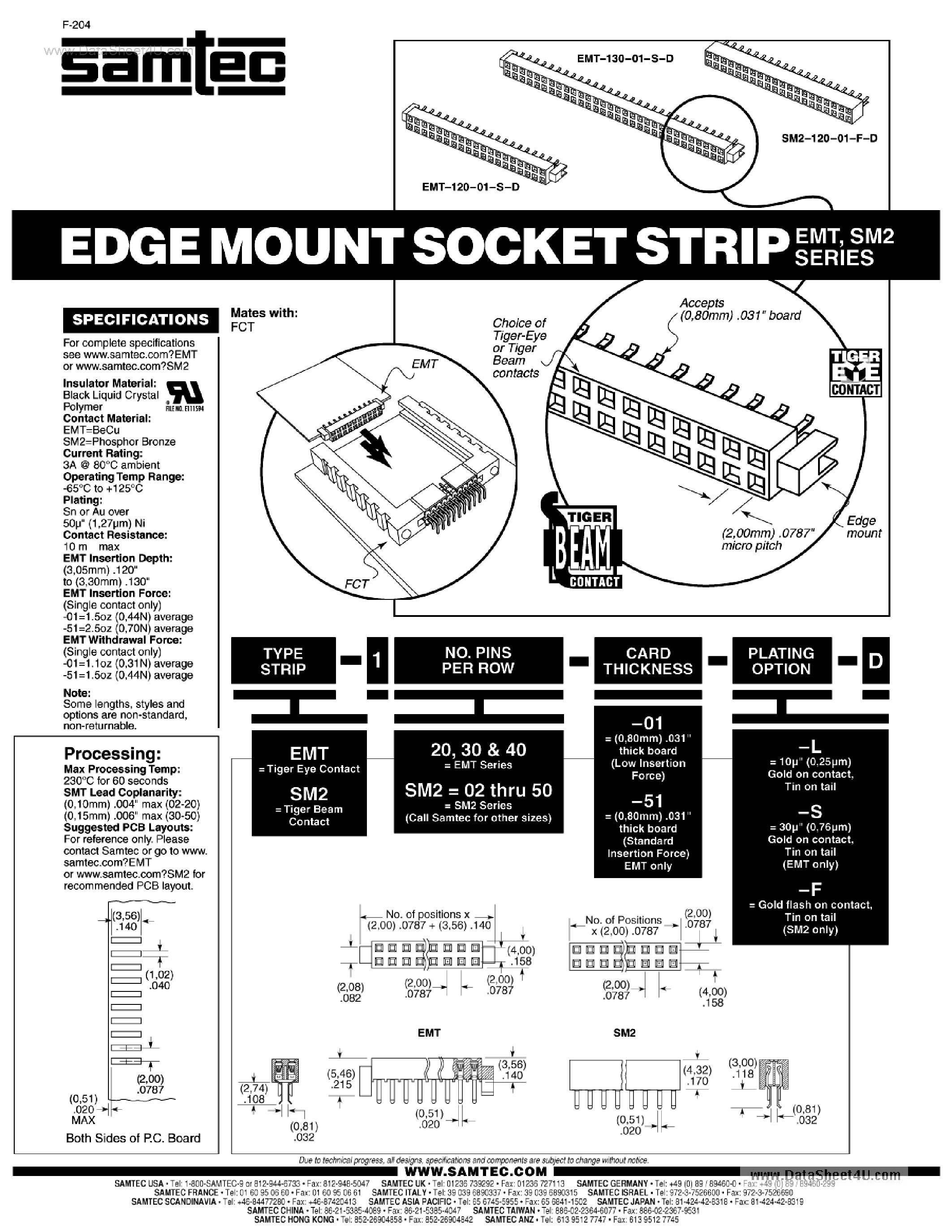 Даташит SM2-105-01 - EDGE Mount Socket Strip страница 1