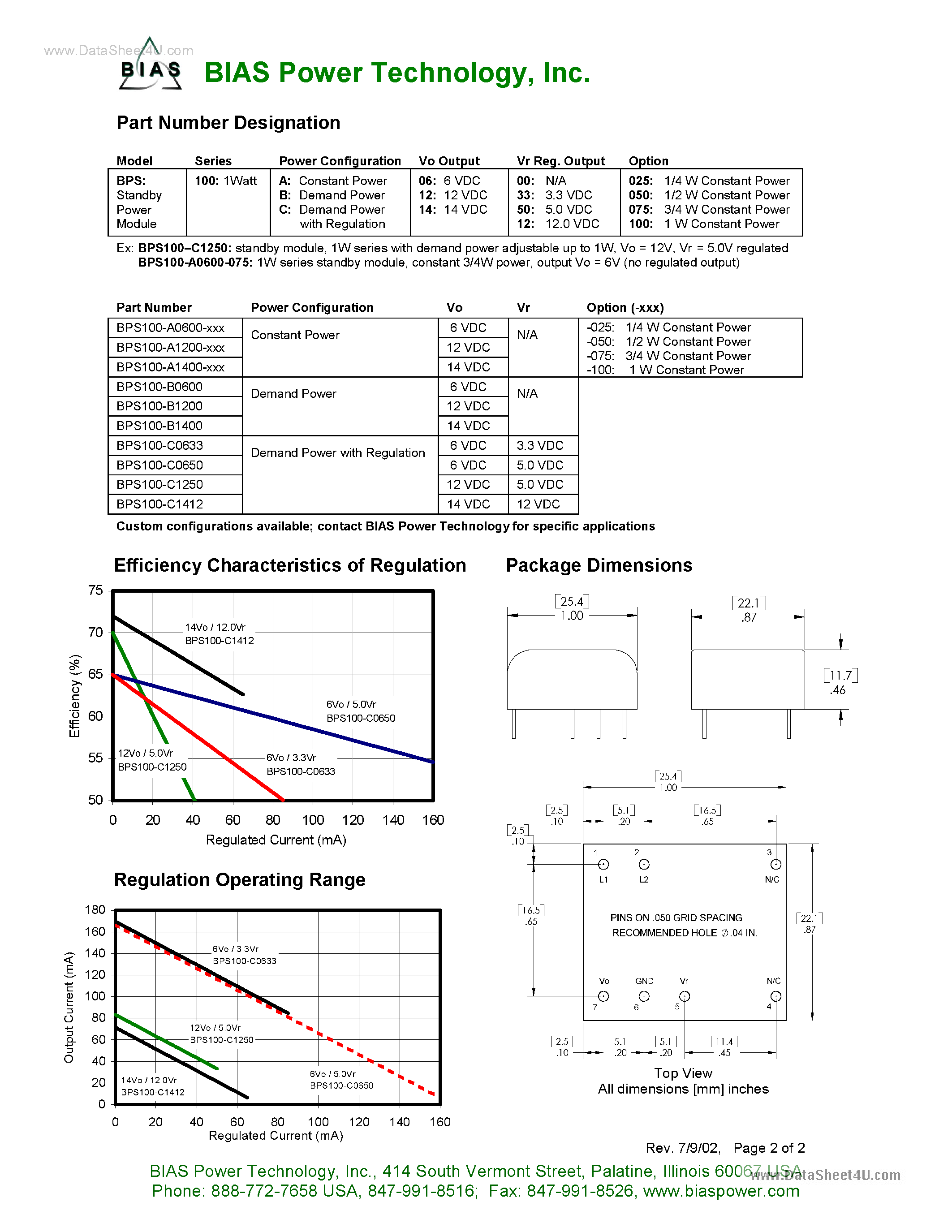 Datasheet BPS100 - Standby Supply Module page 2