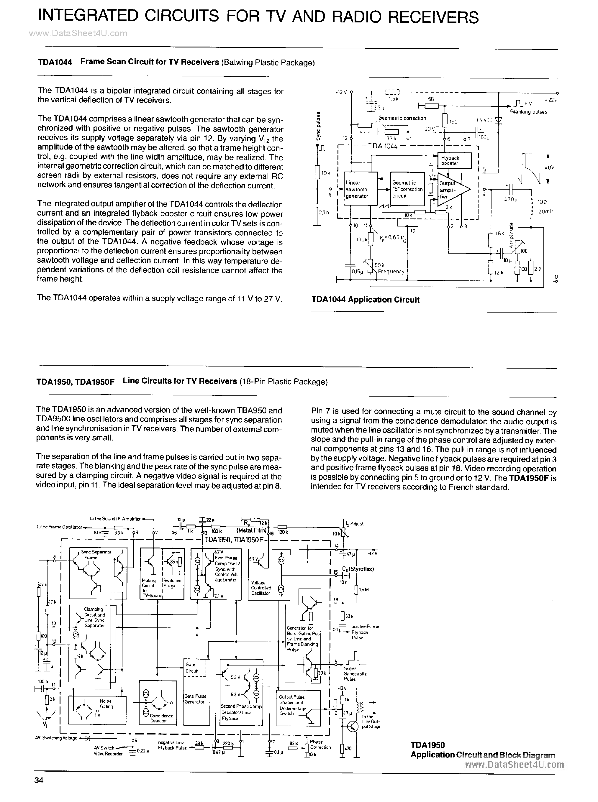 Datasheet TDA1044 page 1 Datasheet TDA1044 - Application Circuit page 1
