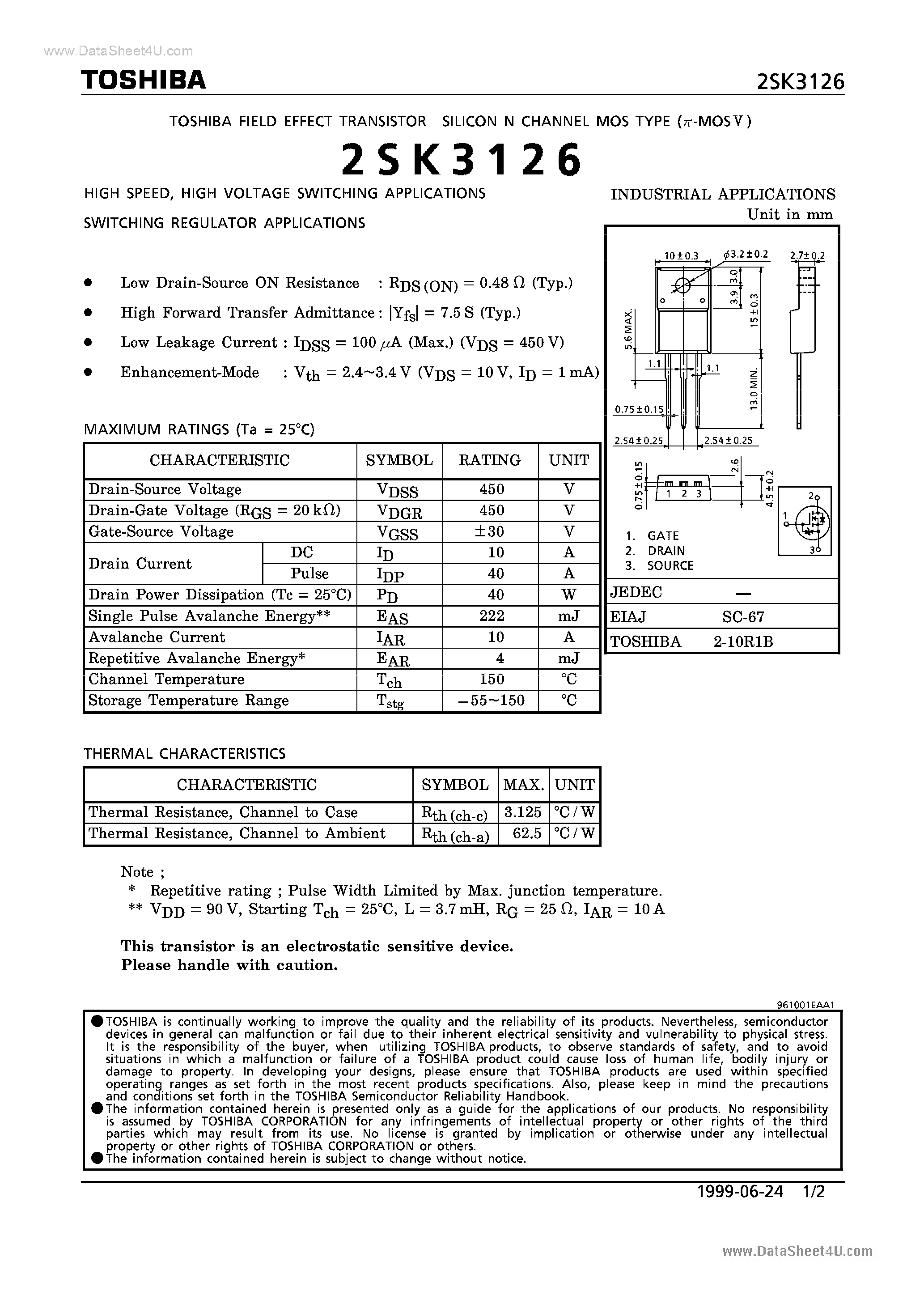 Datasheet K3126 - Search -----> 2SK3126 page 1