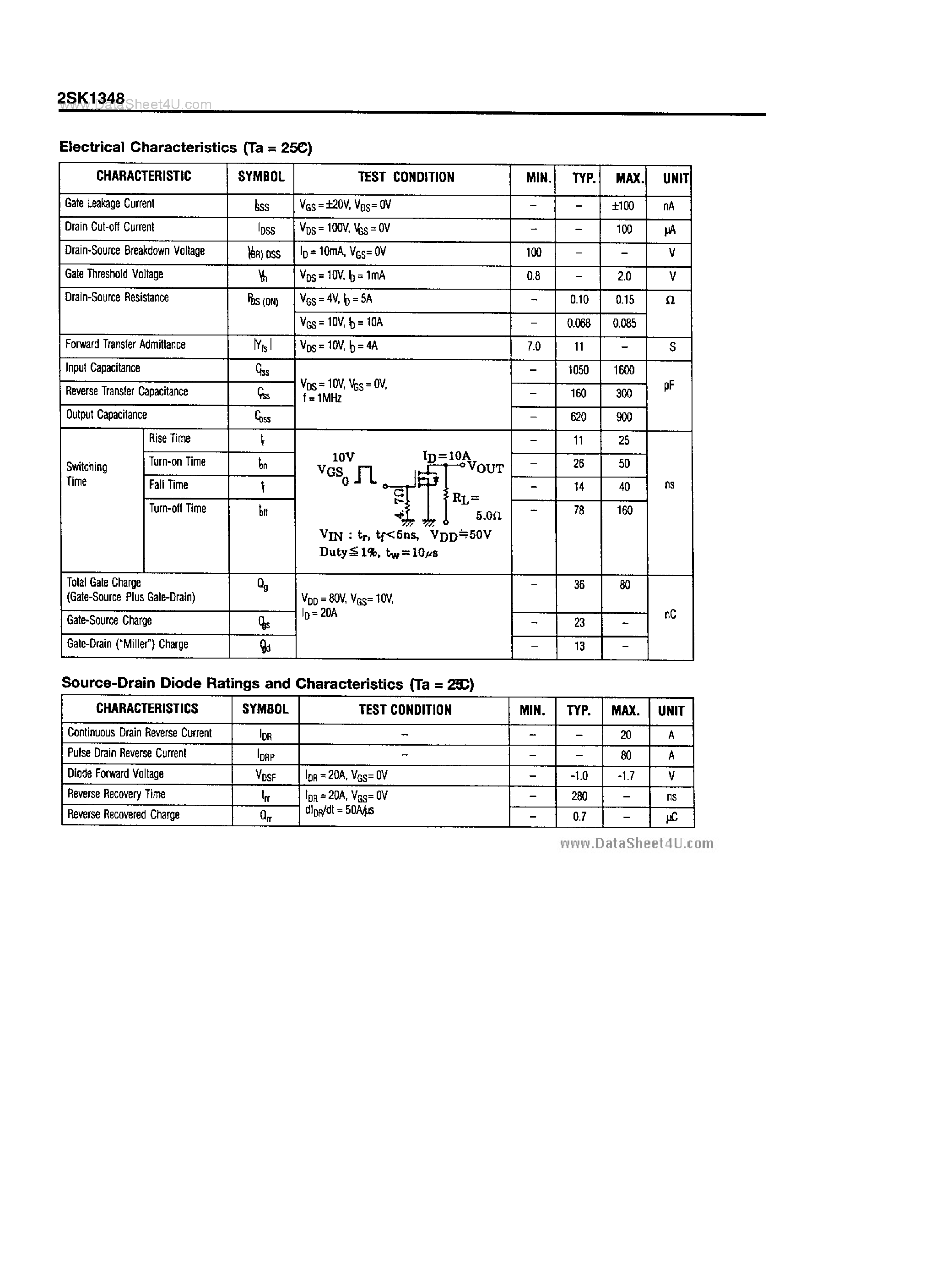 Даташит на микросхему 2SK1348 страница 2 Даташит 2SK1348 - Field Effect Transistor страница 2