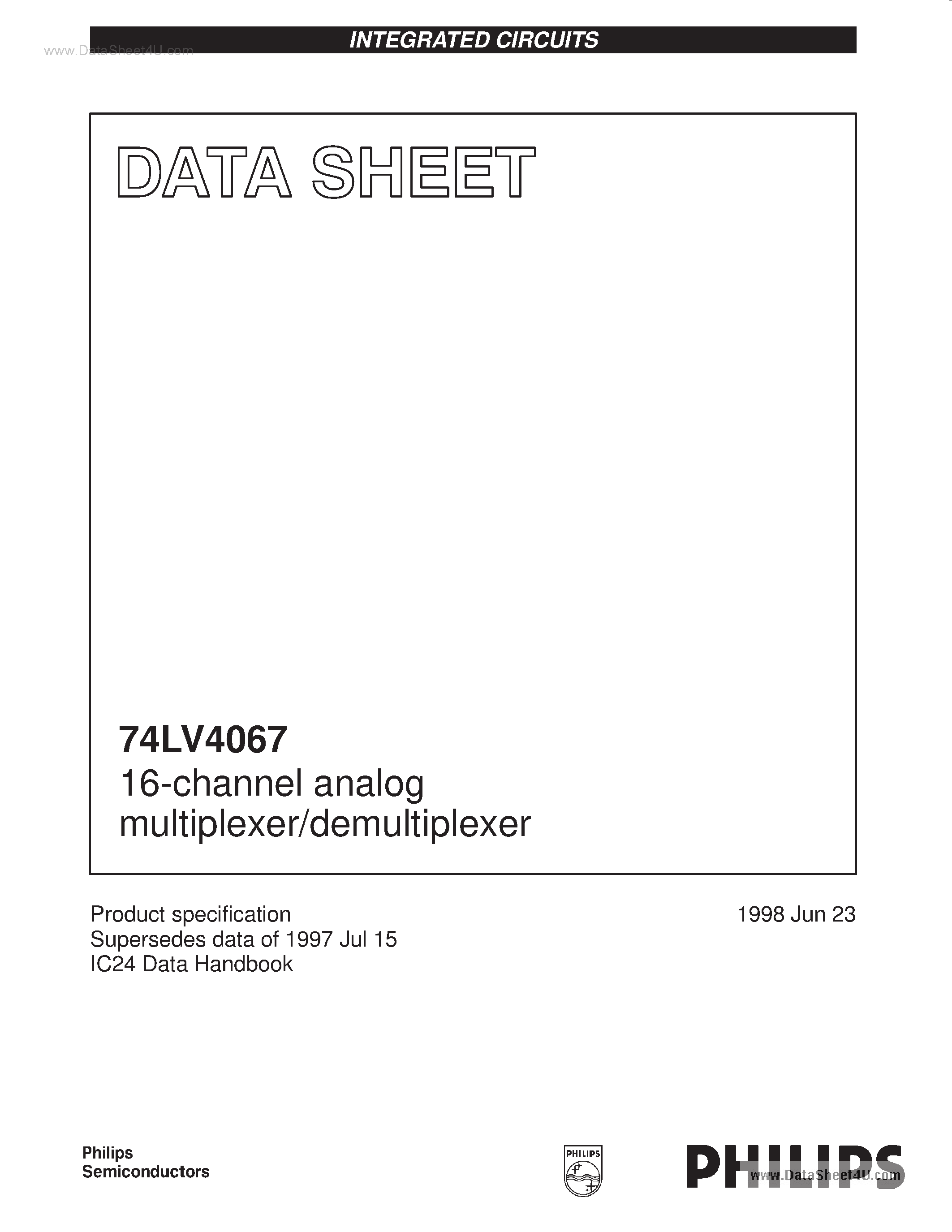 Даташит 74LV4067 - 16-channel analog multiplexer/demultiplexer страница 1