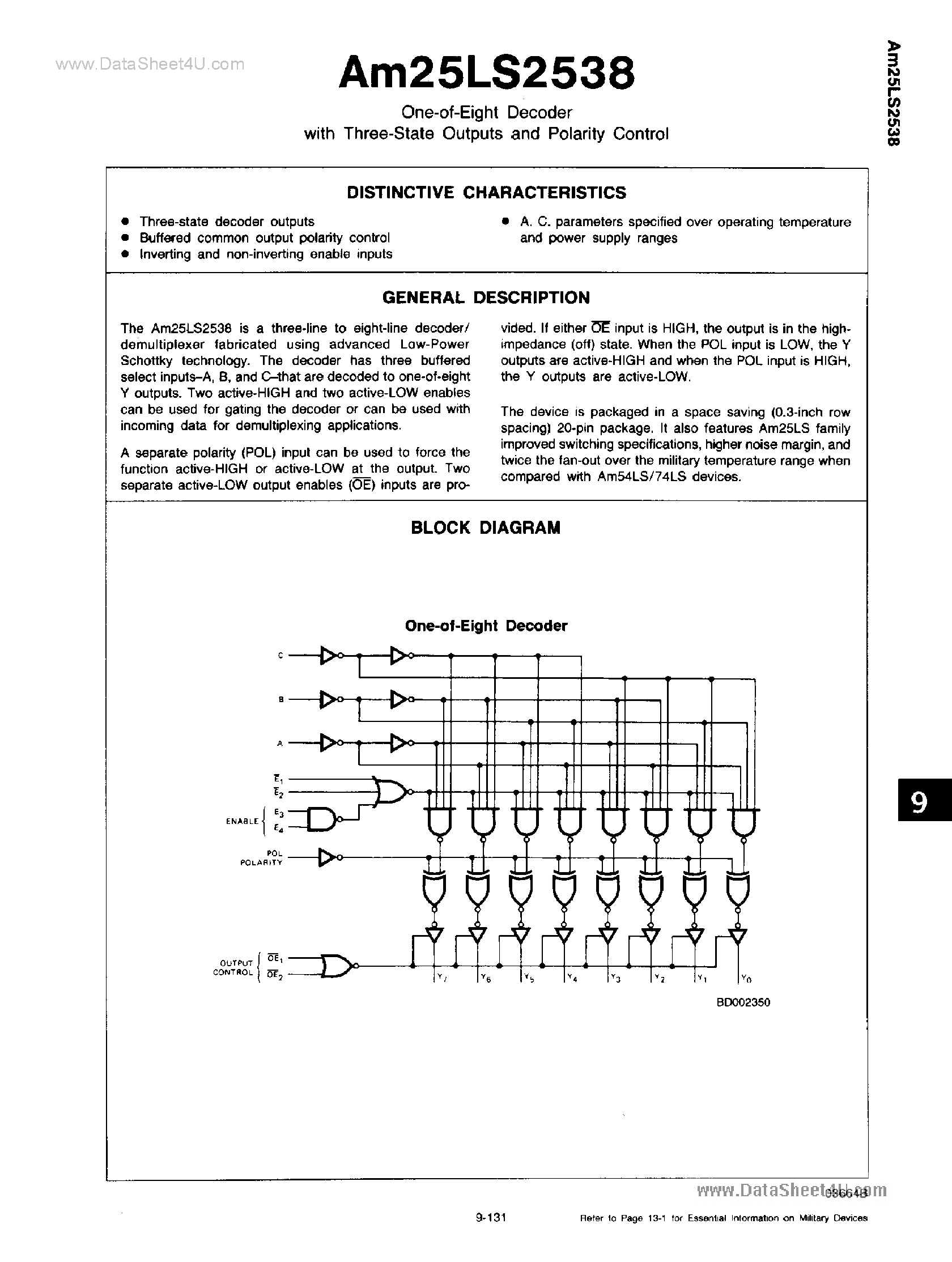 Datasheet AM25LS2538 - 1 to 8 Decoder page 1