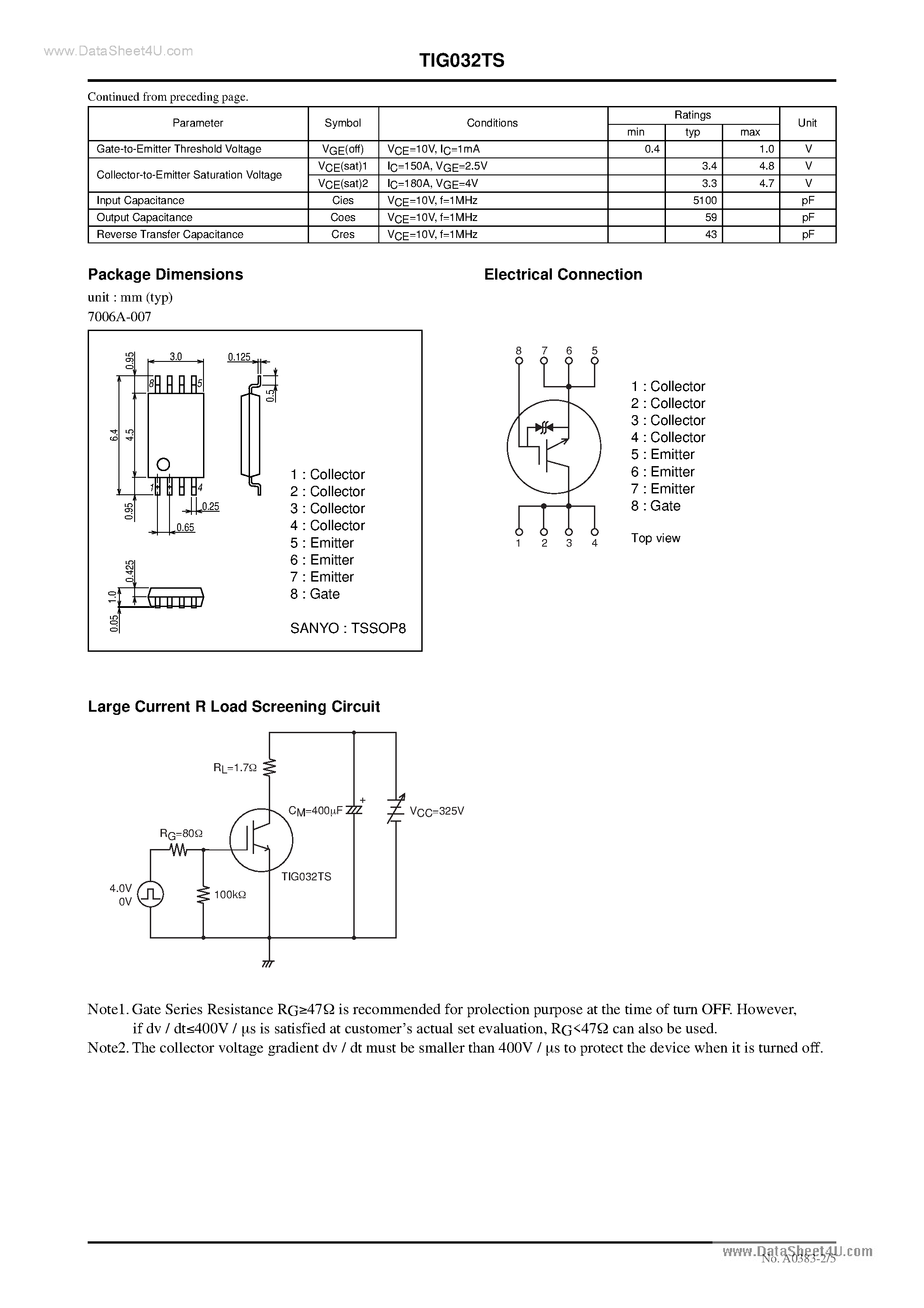 Datasheet TIG032TS - N-Channel IGBT Light-Controlling Flash Applications page 2