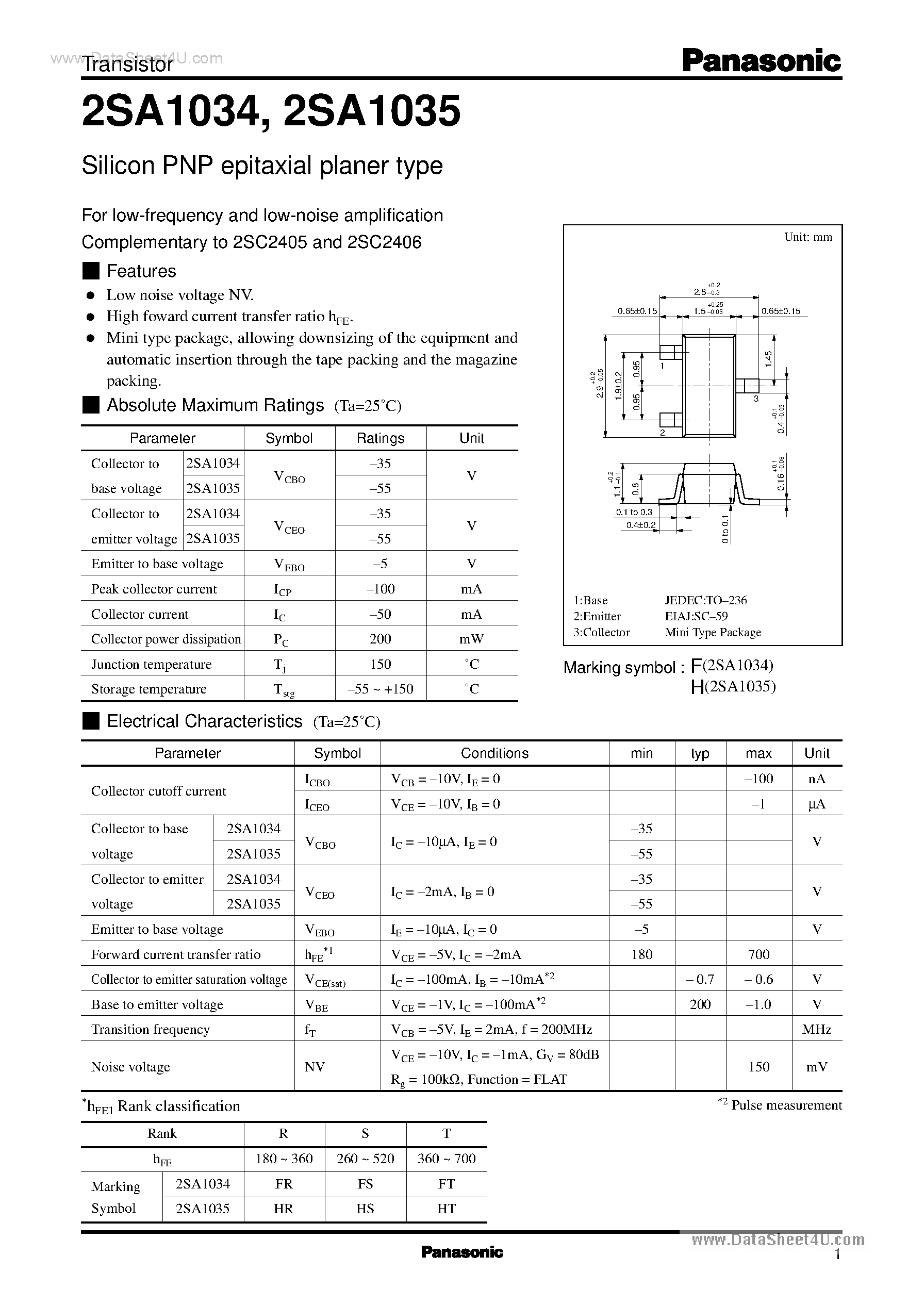 Даташит на микросхему A1034 страница 1 Даташит A1034 - Search -----> 2SA1034 страница 1