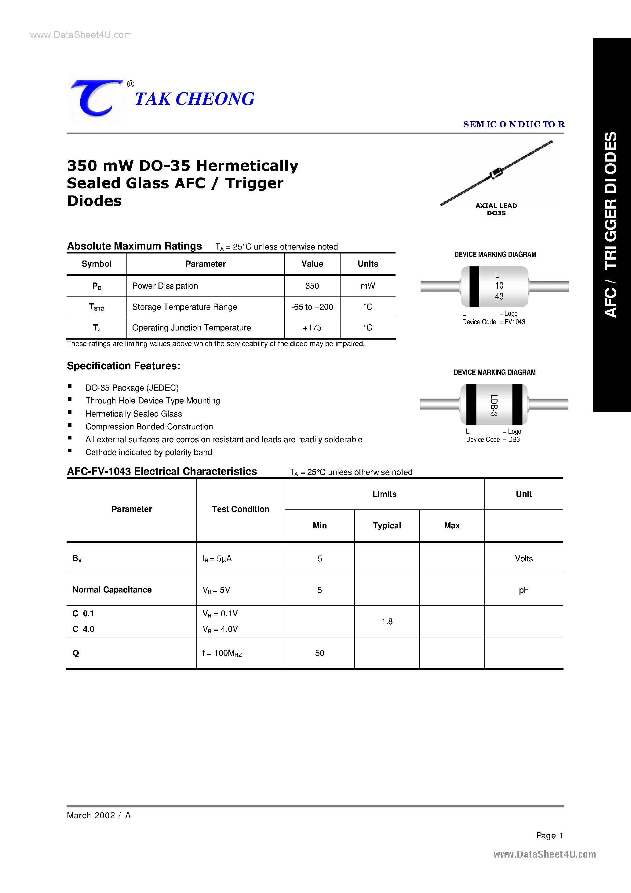 Даташит FV-1043 - Diodes страница 1