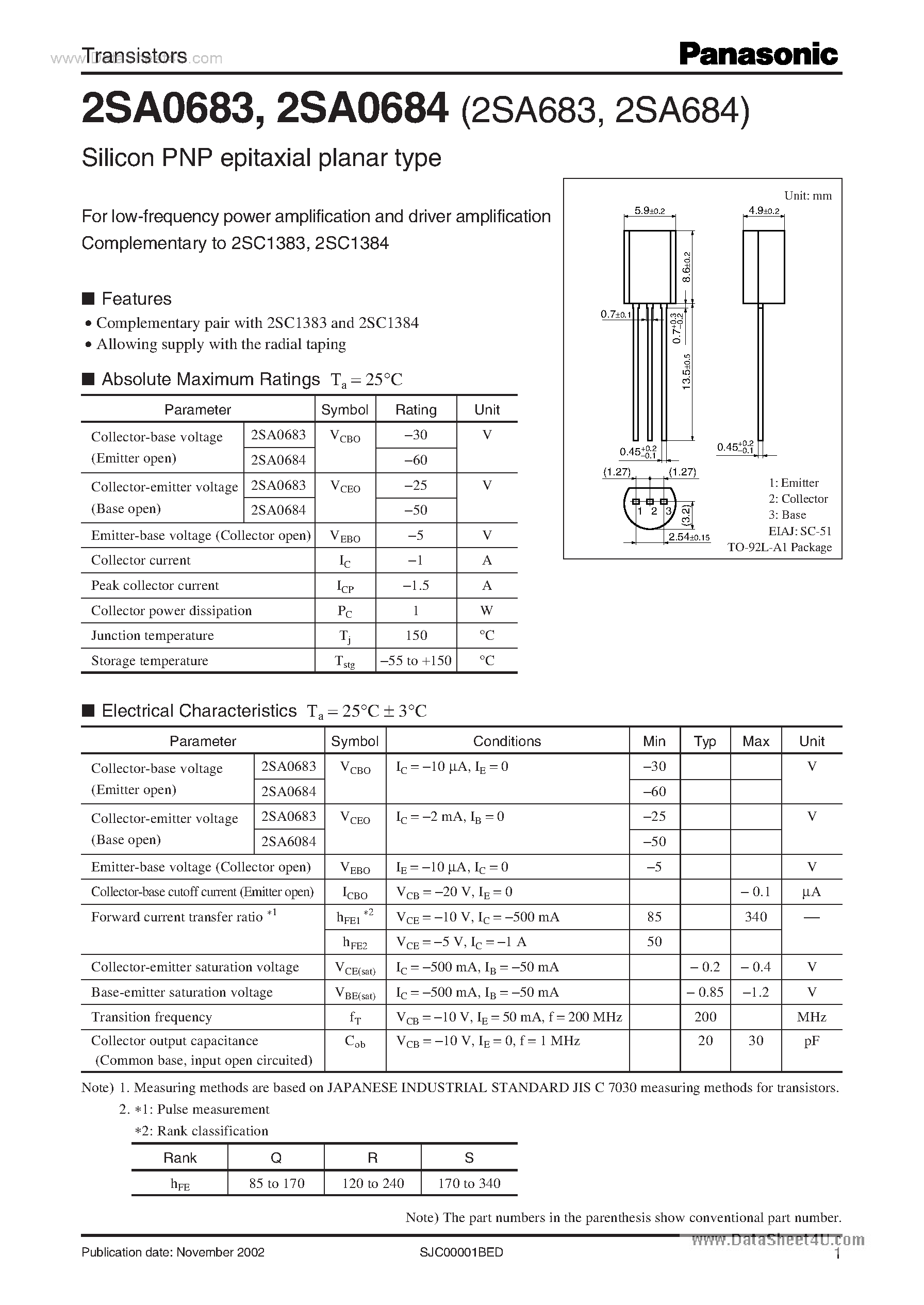 Даташит на микросхему A684 страница 1 Даташит A684 - Search -----> 2SA684 страница 1