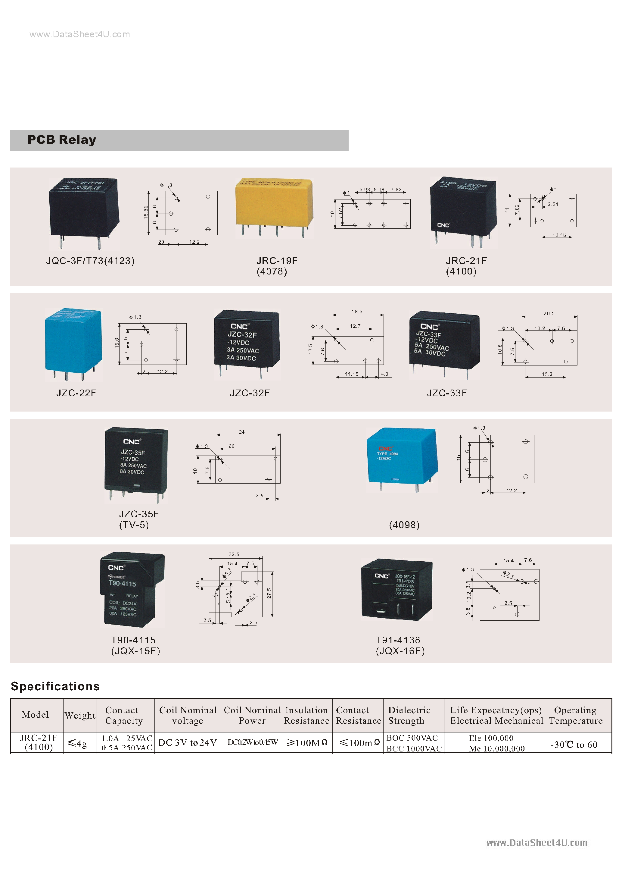 Даташит JRC-21F - SUBMINIATURE DIP RELAY страница 1