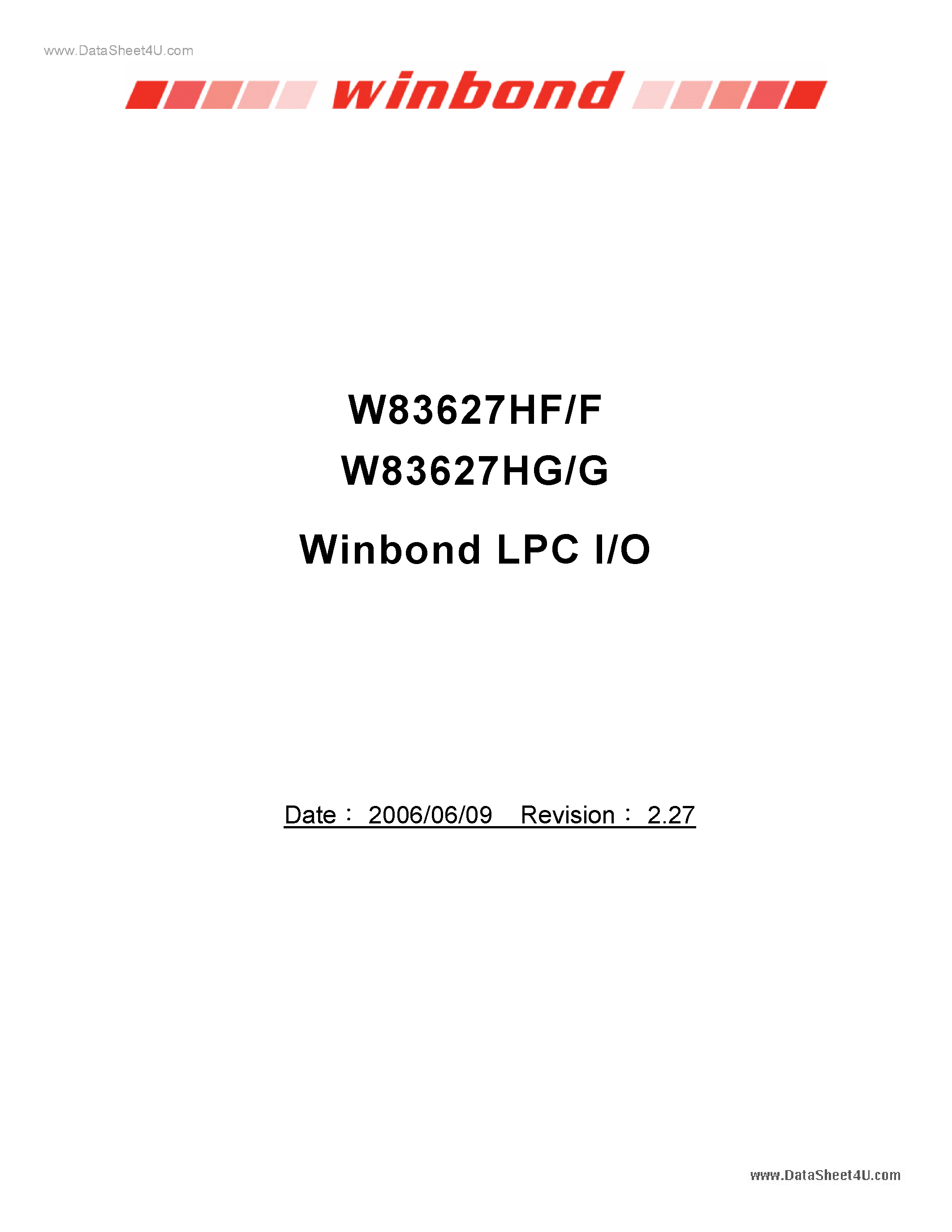 Даташит W83627F - LPC I/O страница 1