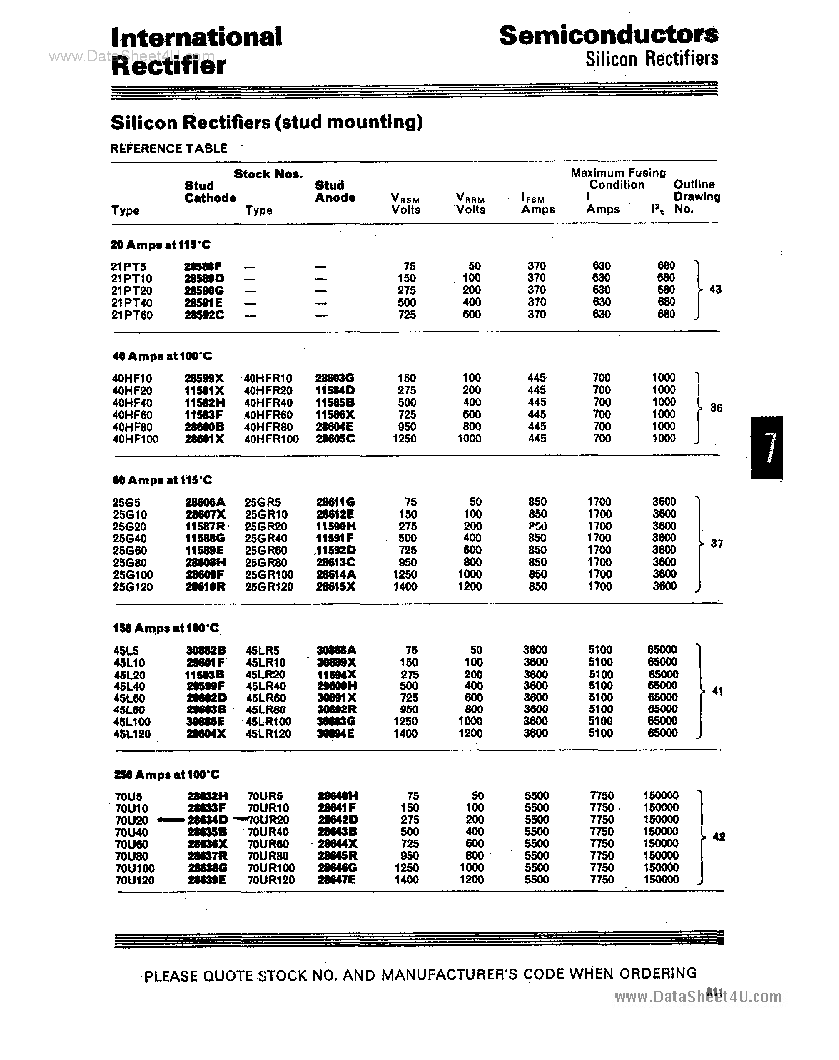Datasheet 25GR10 - Silicon Rectifiers page 1