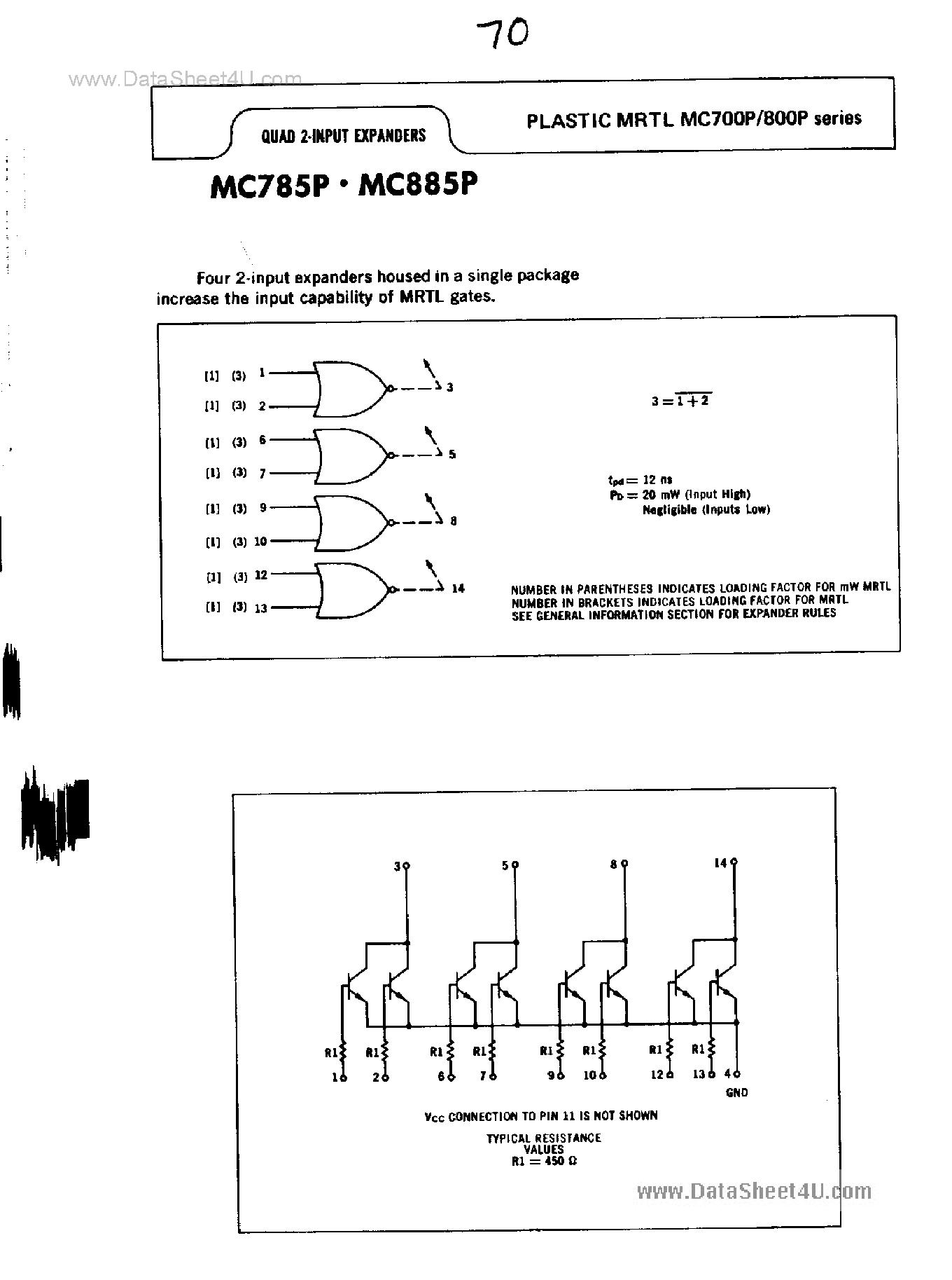 Даташит MC785P - Quad 2-Input Expanders страница 1