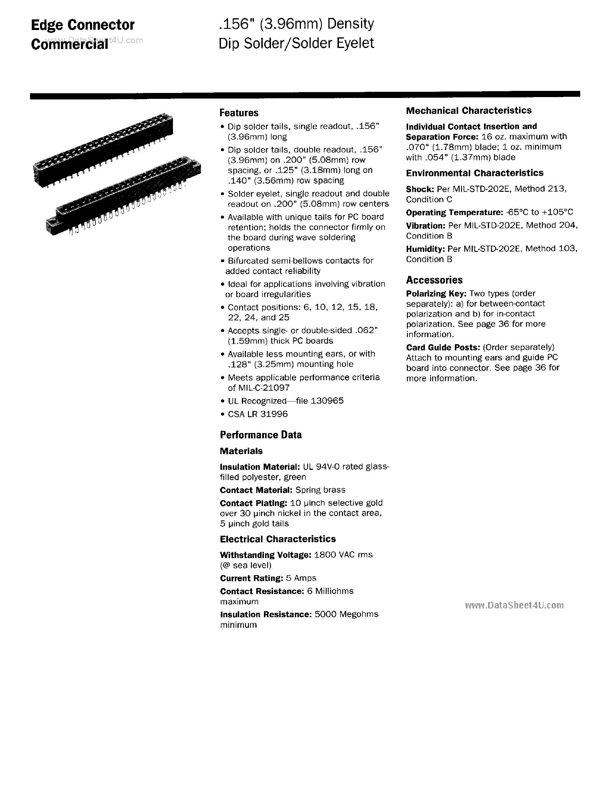 Даташит на микросхему 50-6A-20 страница 1 Даташит 50-6A-20 - Edge Connector Commercial страница 1