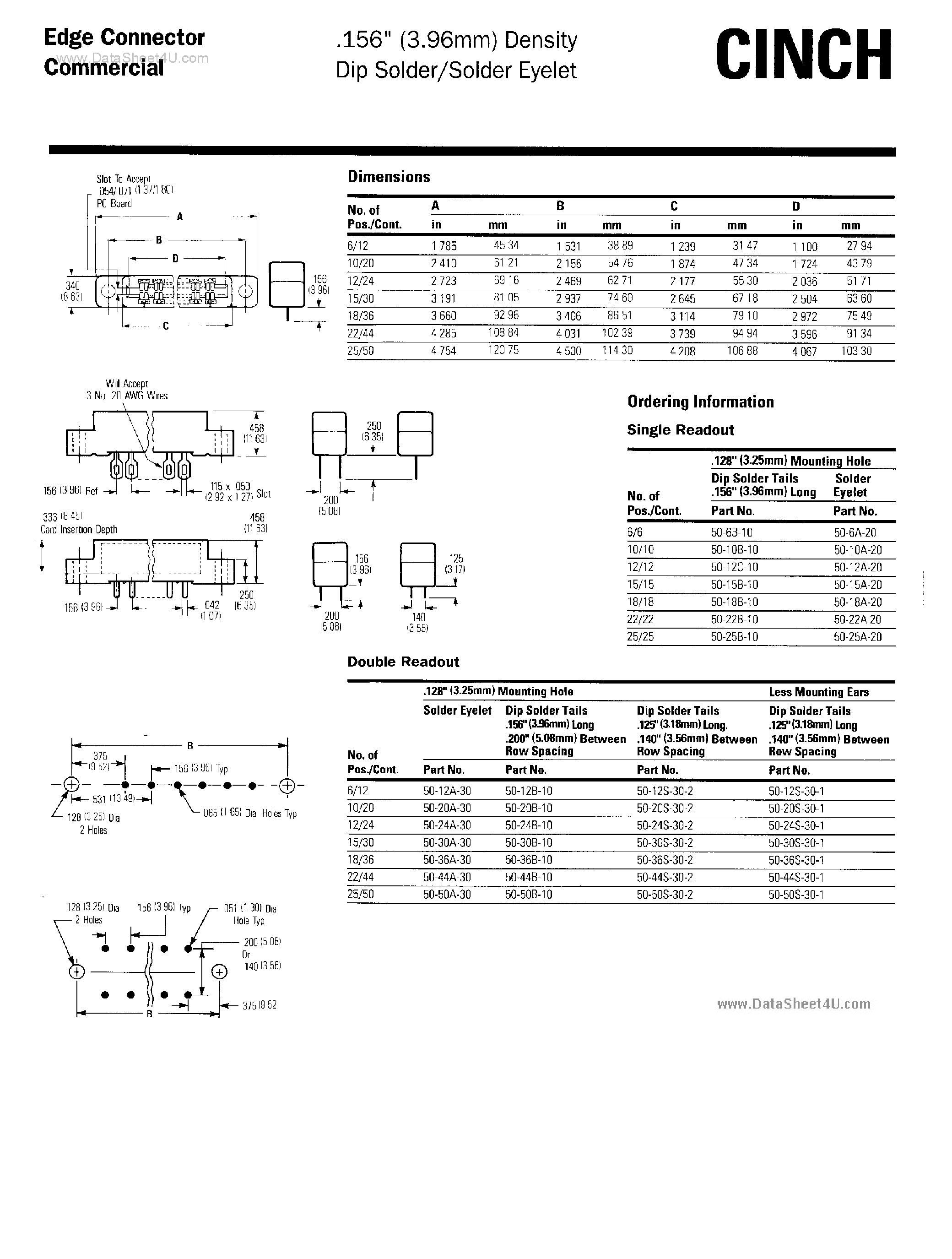Даташит на микросхему 50-6A-20 страница 2 Даташит 50-6A-20 - Edge Connector Commercial страница 2