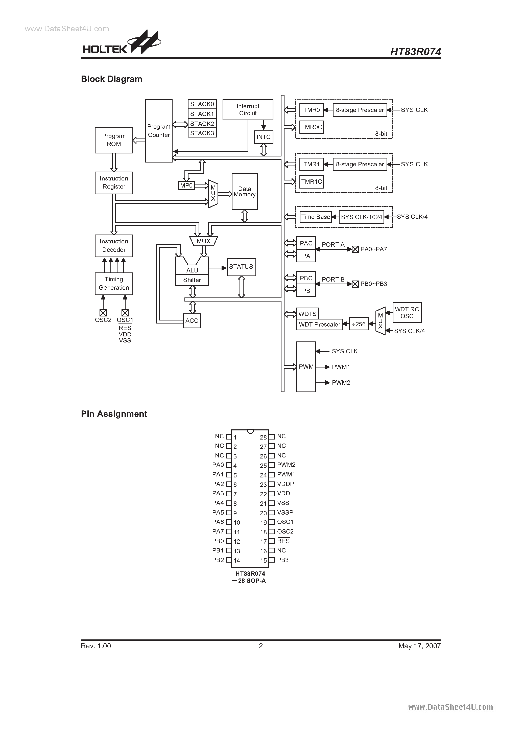 Даташит на микросхему HT83R074 страница 2 Даташит HT83R074 - Q-Voice страница 2