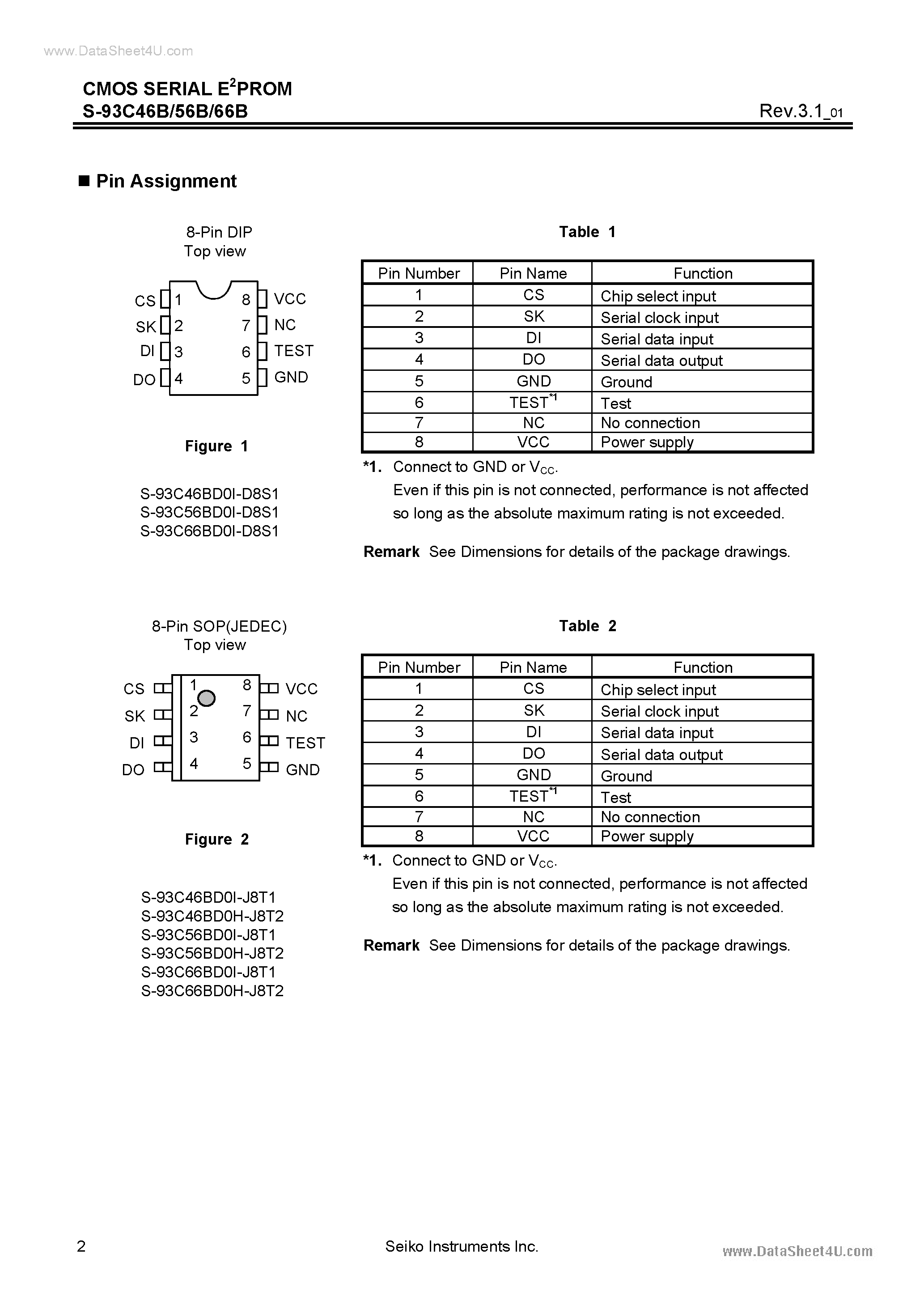 Даташит на микросхему S-93C46B страница 2 Даташит S-93C46B - (S-93Cx6B) CMOS SERIAL E2PROM страница 2