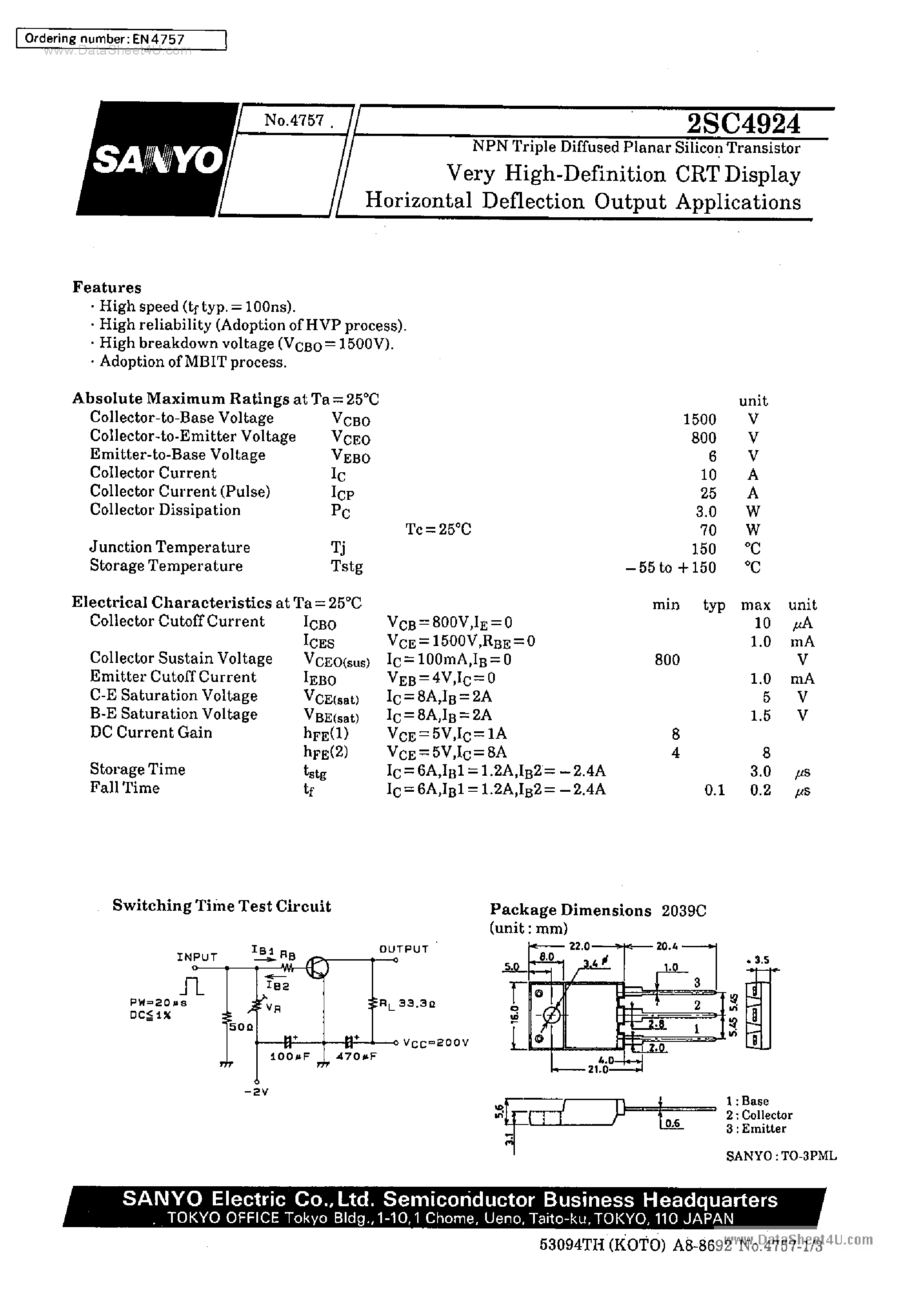 Datasheet C4924 - Search -----> 2SC4924 page 1