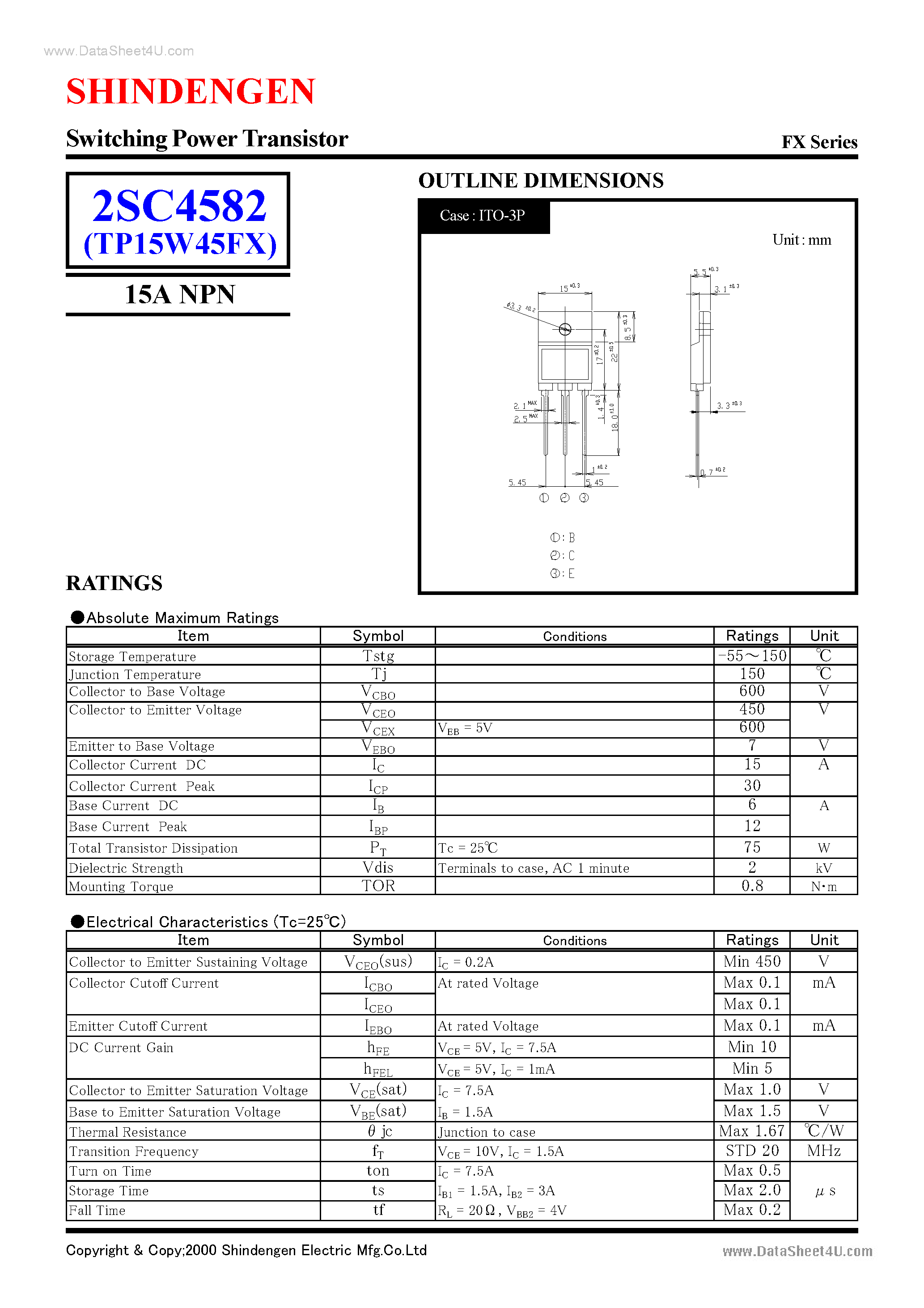Datasheet C4582 page 1 Datasheet C4582 - Search -----> 2Sc4582 page 1