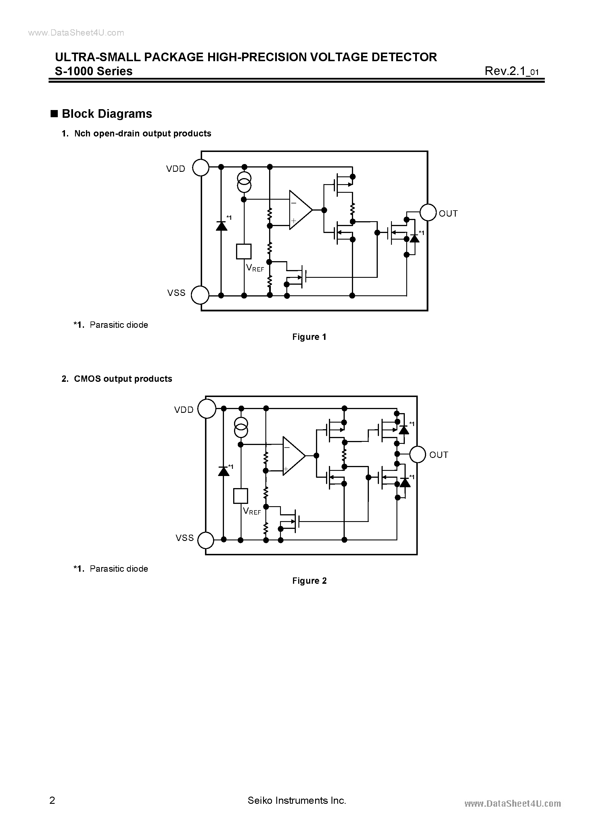 Datasheet S-1000 - Ultra Small Package High Precision Voltage Detector page 2