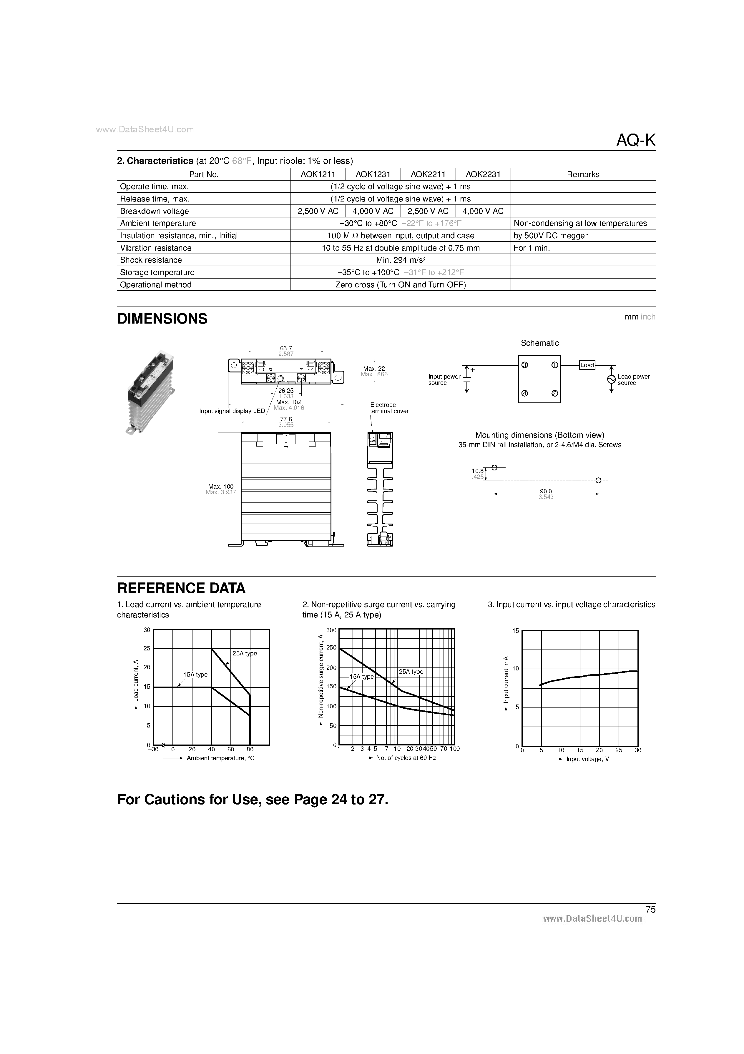 Даташит AQK1211 - (AQKx2x1) Solid State Relay страница 2