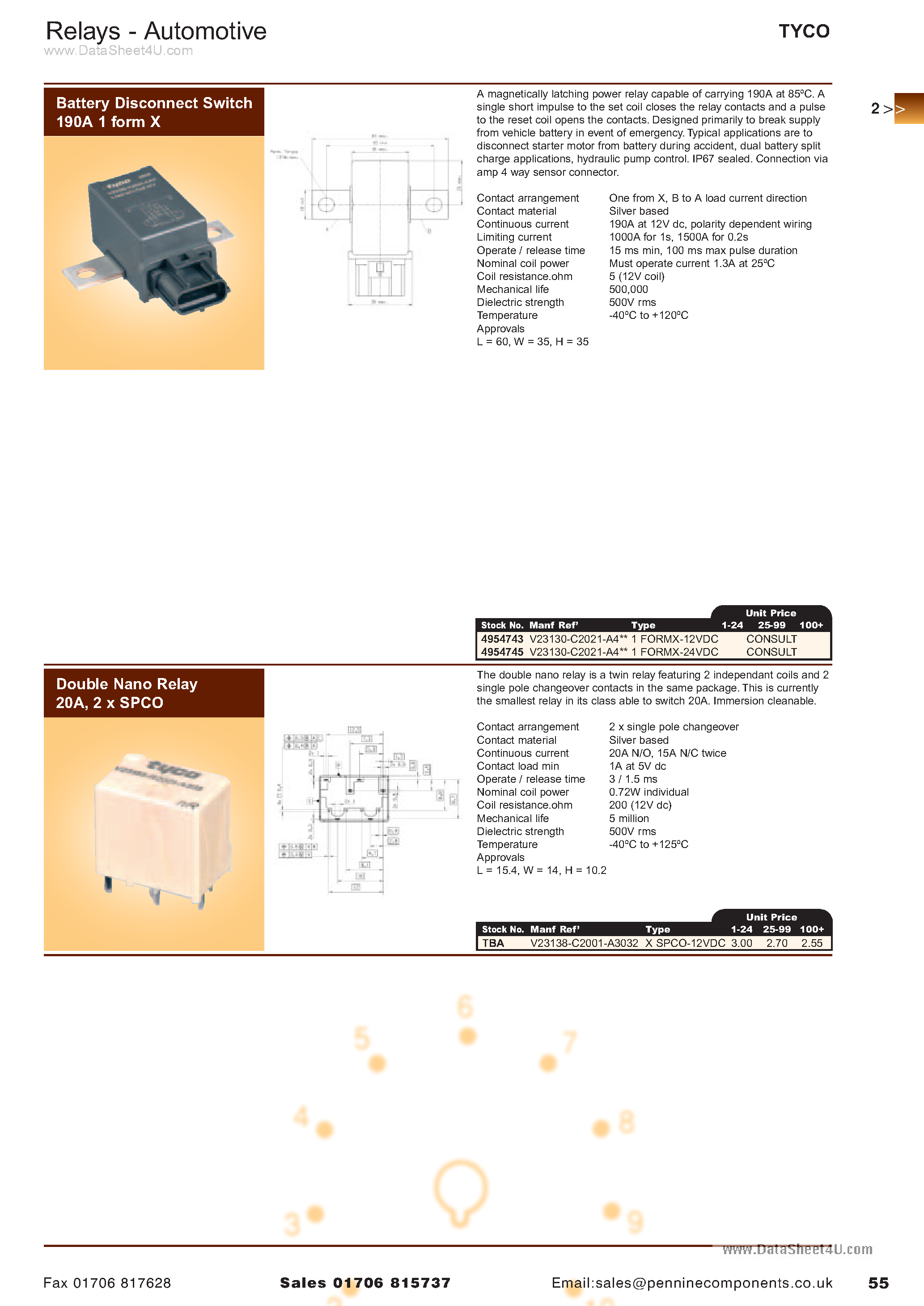 Datasheet V23138-xx001 - Double Nano Relay page 1