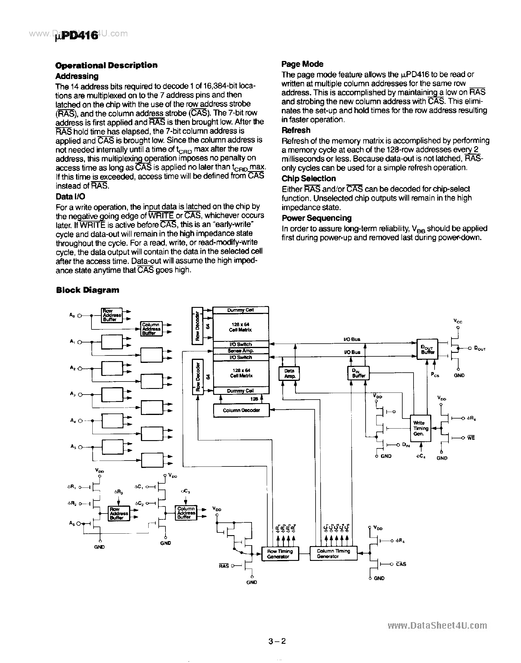Datasheet UPD416 page 2 Datasheet UPD416 - 16384 X 1-Bit Dynamic NMOS RAM page 2