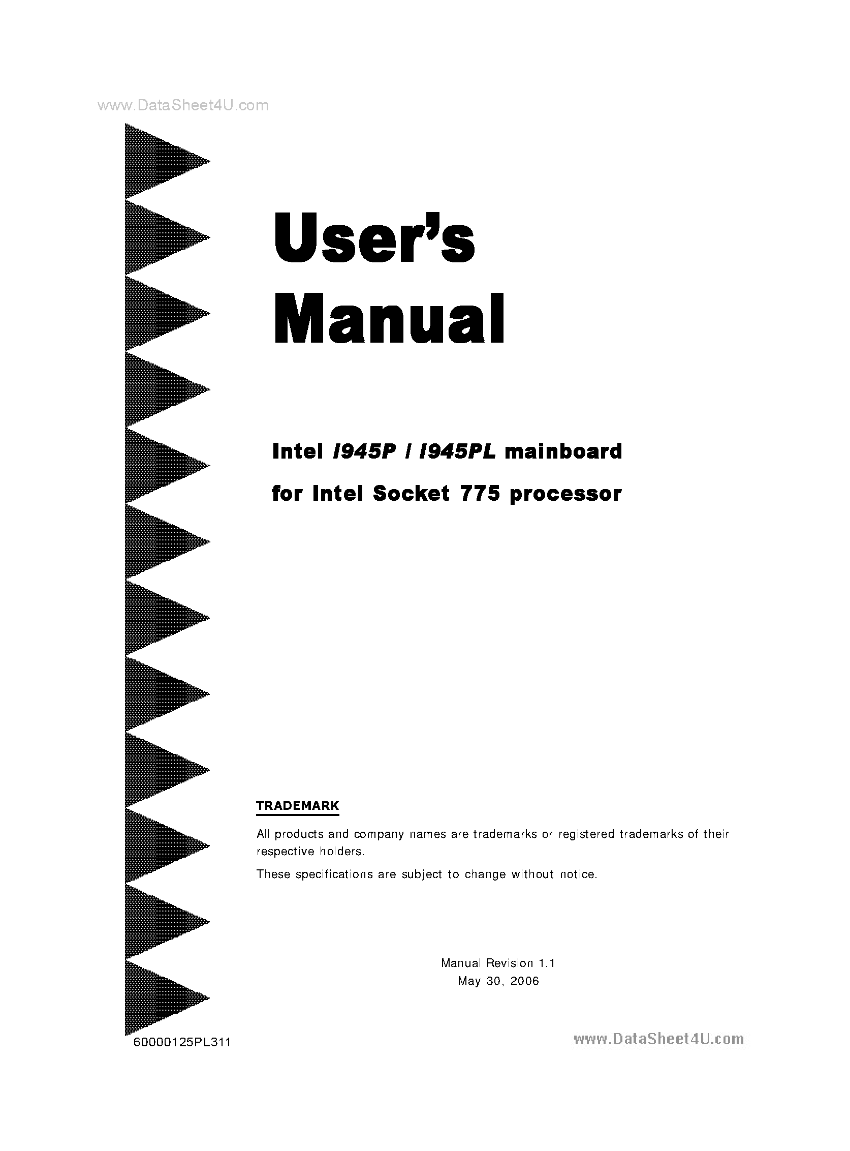 Datasheet EP-5P945-3 - Mother Board Manual page 1