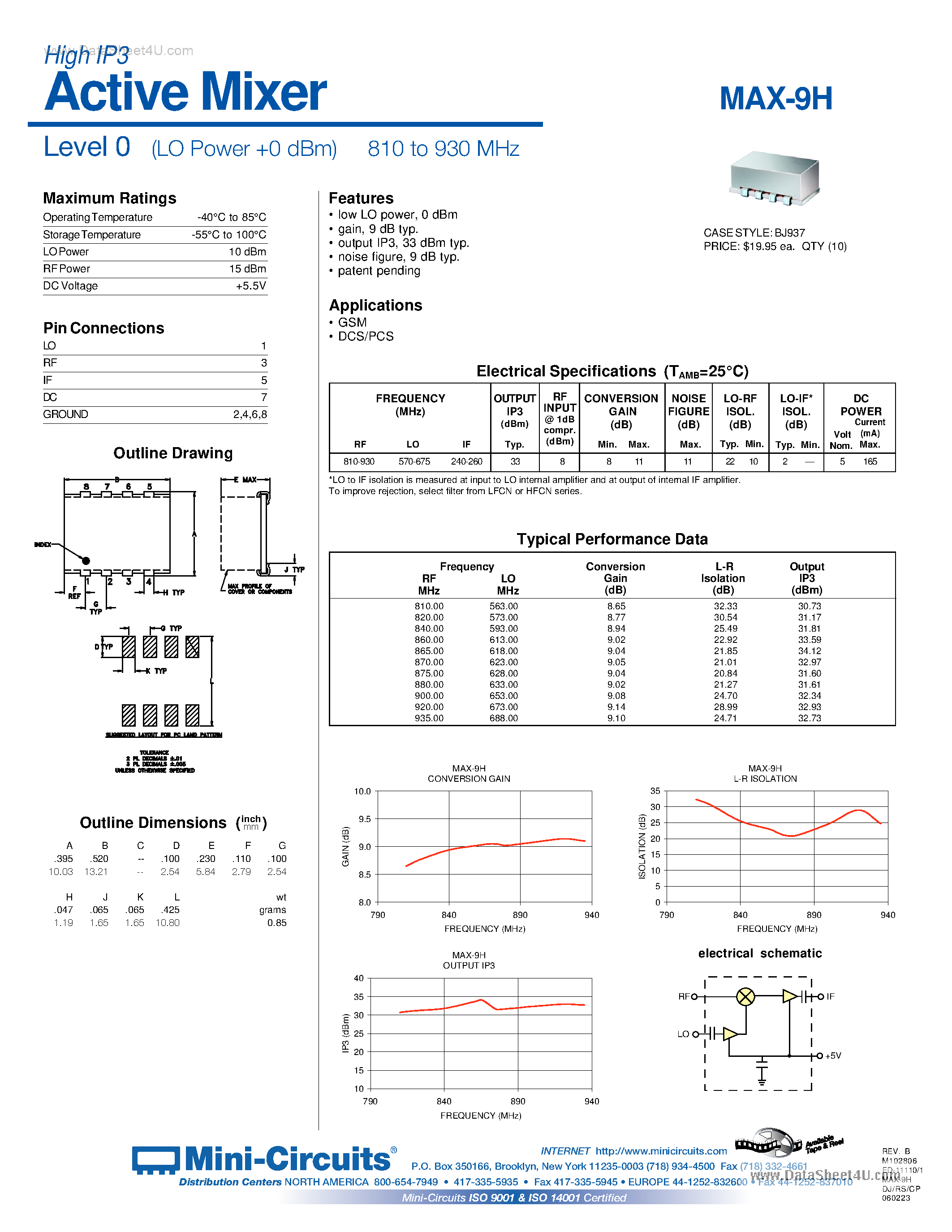Даташит MAX-9H - Active Mixer страница 1