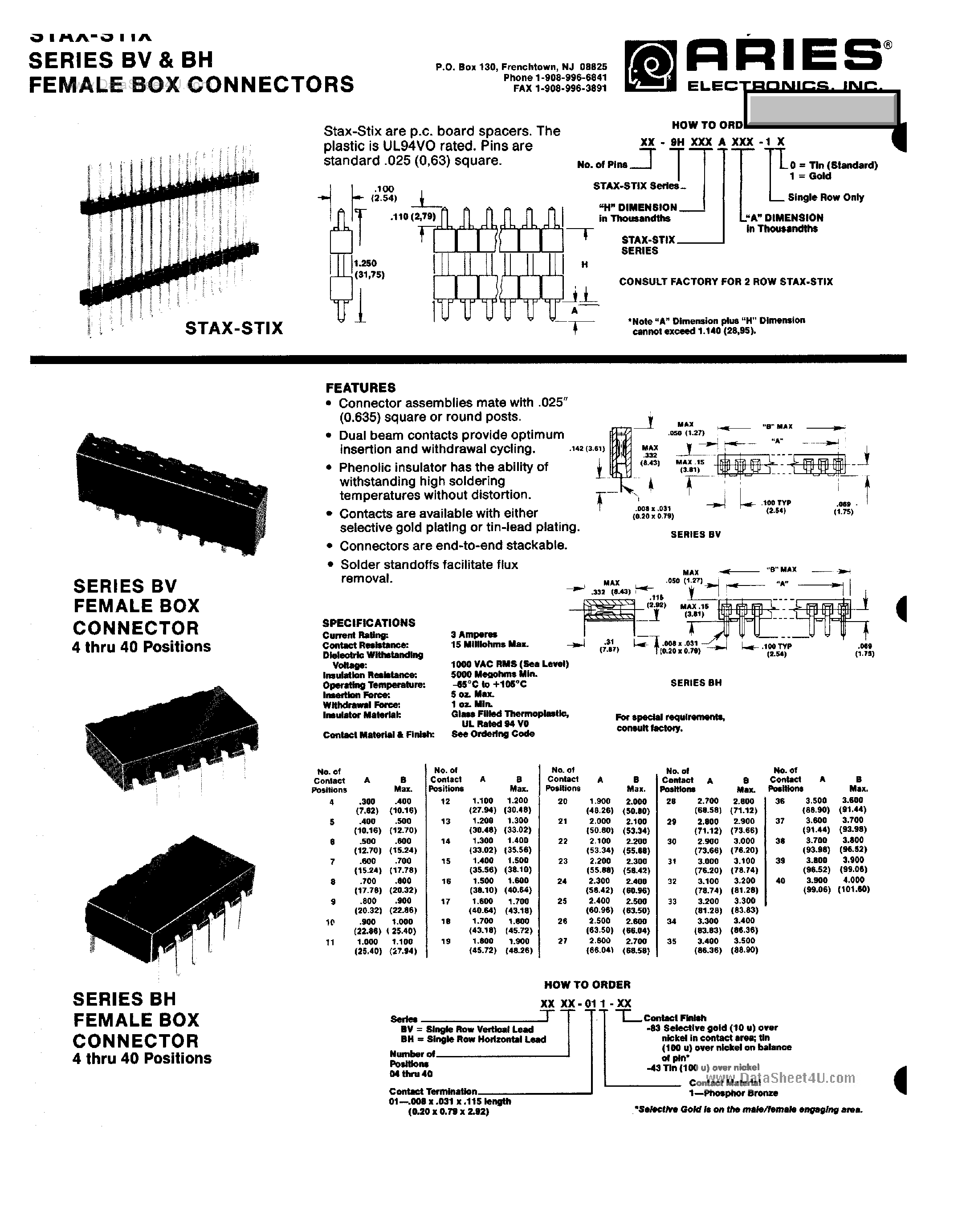 Даташит на микросхему BV05-xxx страница 1 Даташит BV05-xxx - Female Box Connectors страница 1