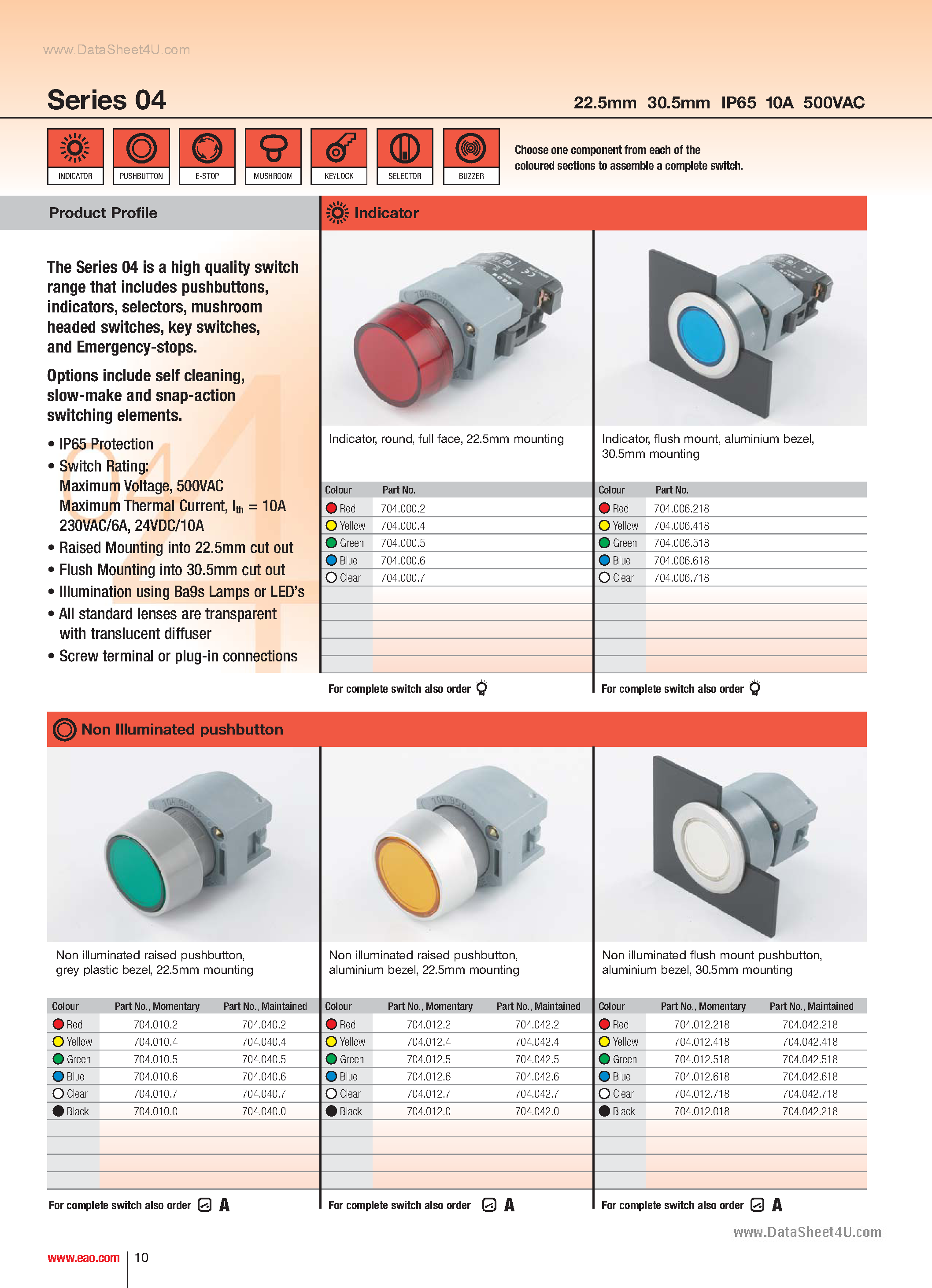 Datasheet 704.900.5 - (704.xxx.xx) Push Button page 1