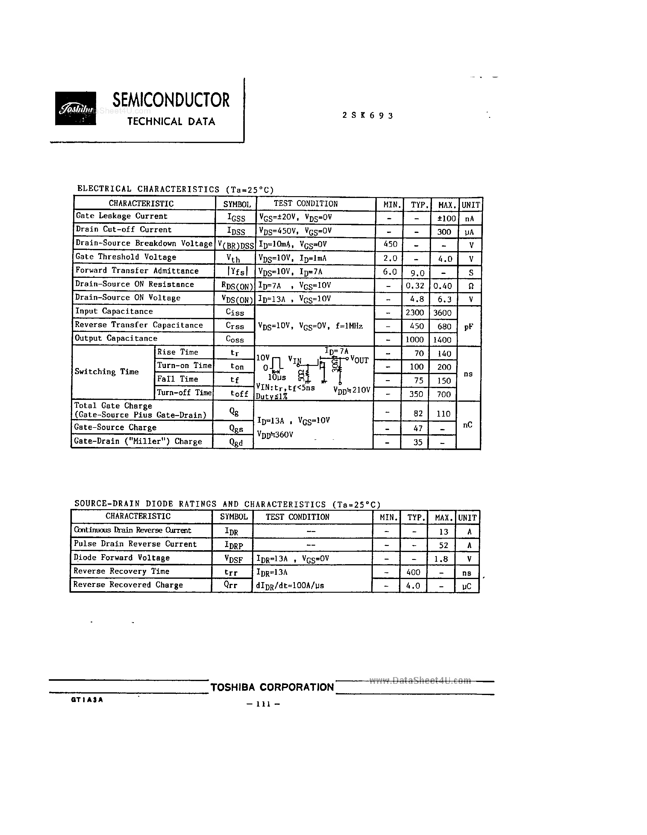Datasheet 2SK693 - Silicon N-Channel MOS Type page 2