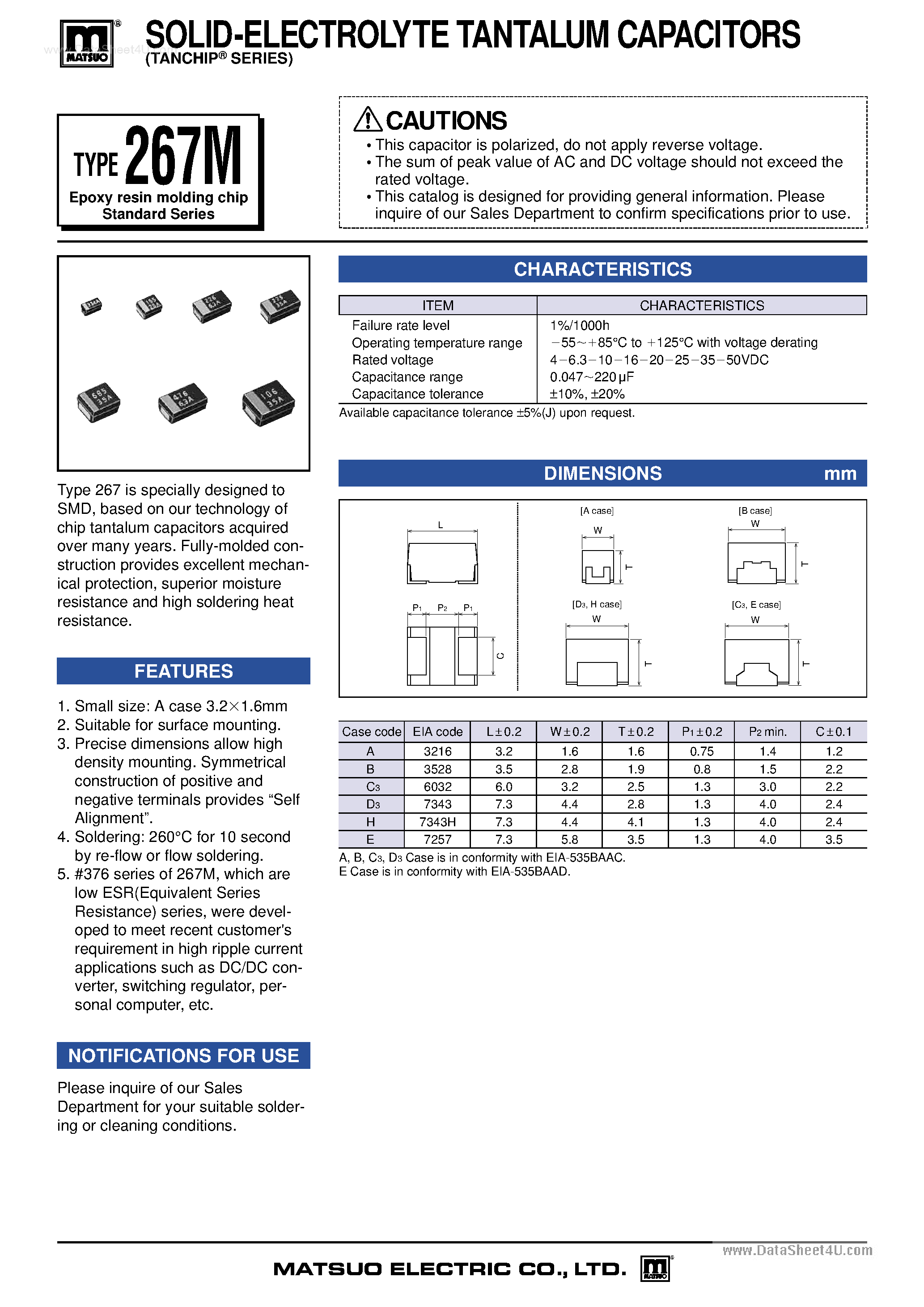 Datasheet 267M1002xxxx page 1 Datasheet 267M1002xxxx - (267M Series) Capacitors page 1
