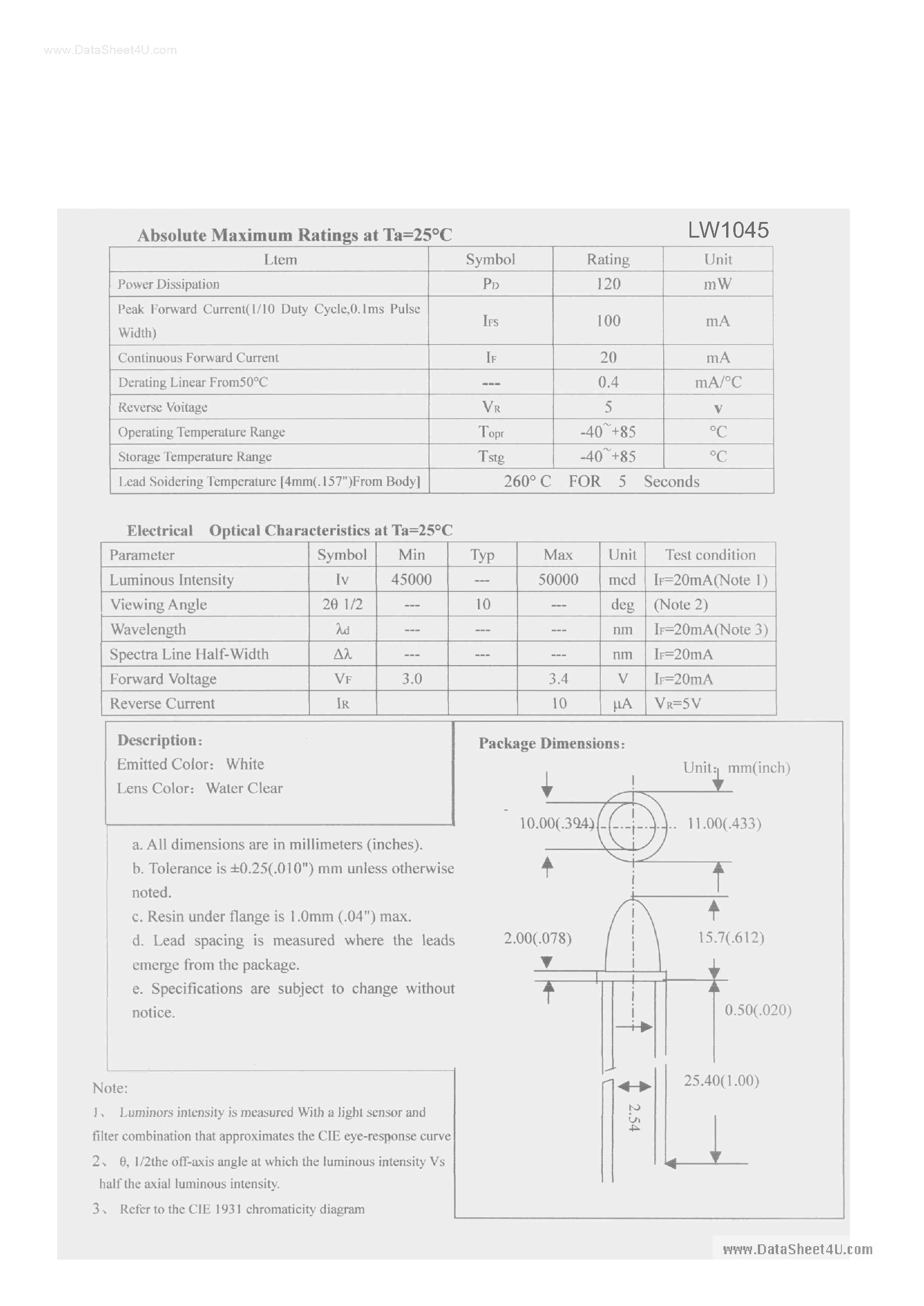 Datasheet LW1045 page 1 Datasheet LW1045 - LED page 1