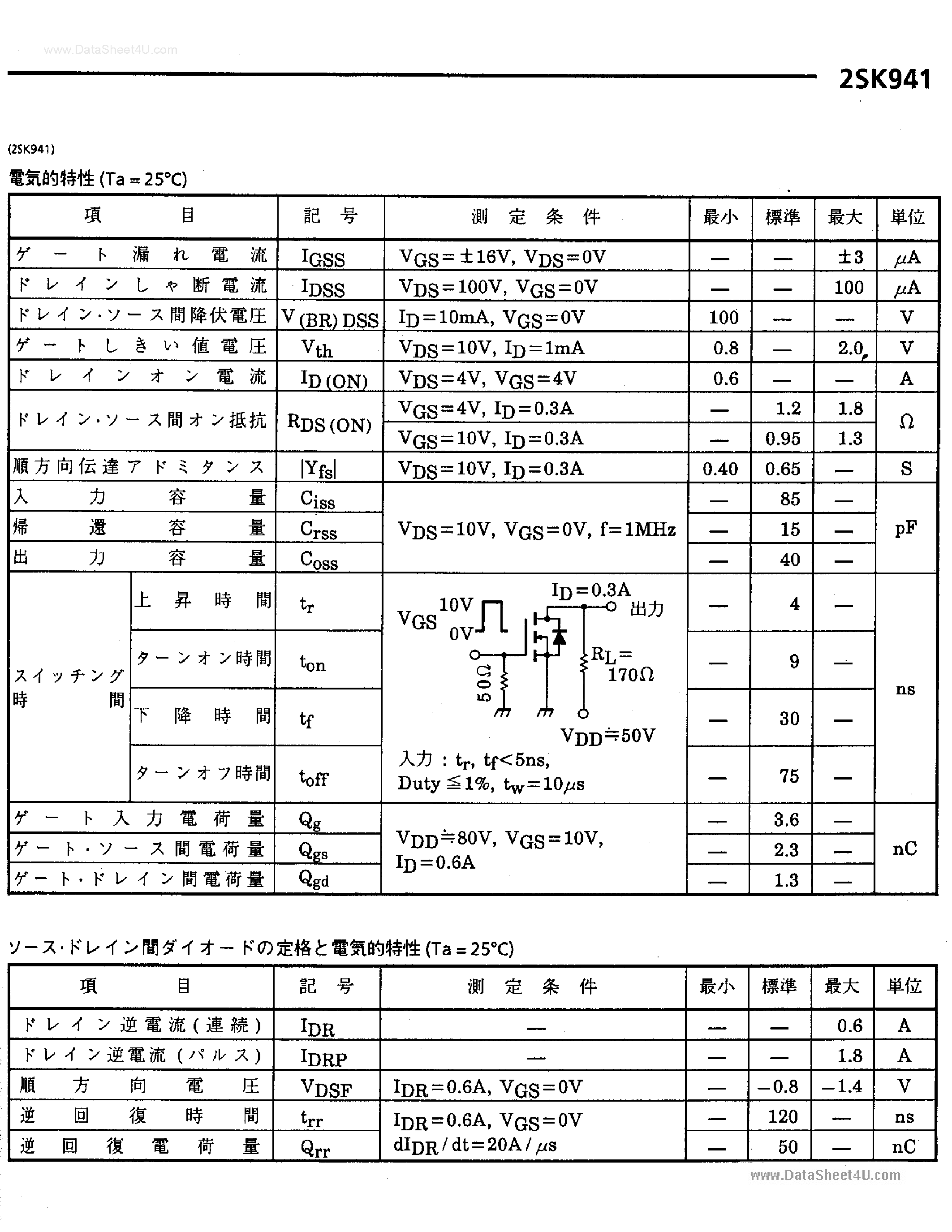 Datasheet K941 - Search -----> 2SK941 page 2
