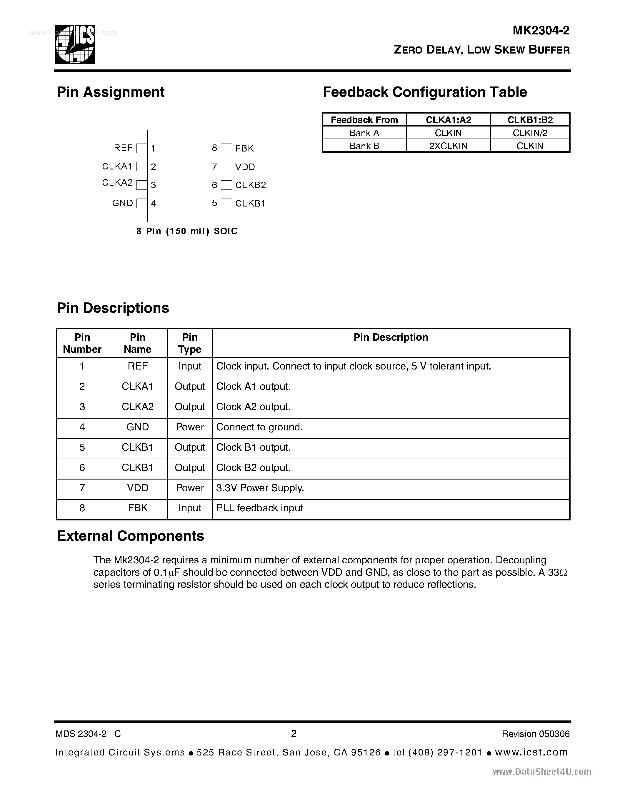Datasheet MK2304-2 page 2 Datasheet MK2304-2 - LOW SKEW BUFFER page 2