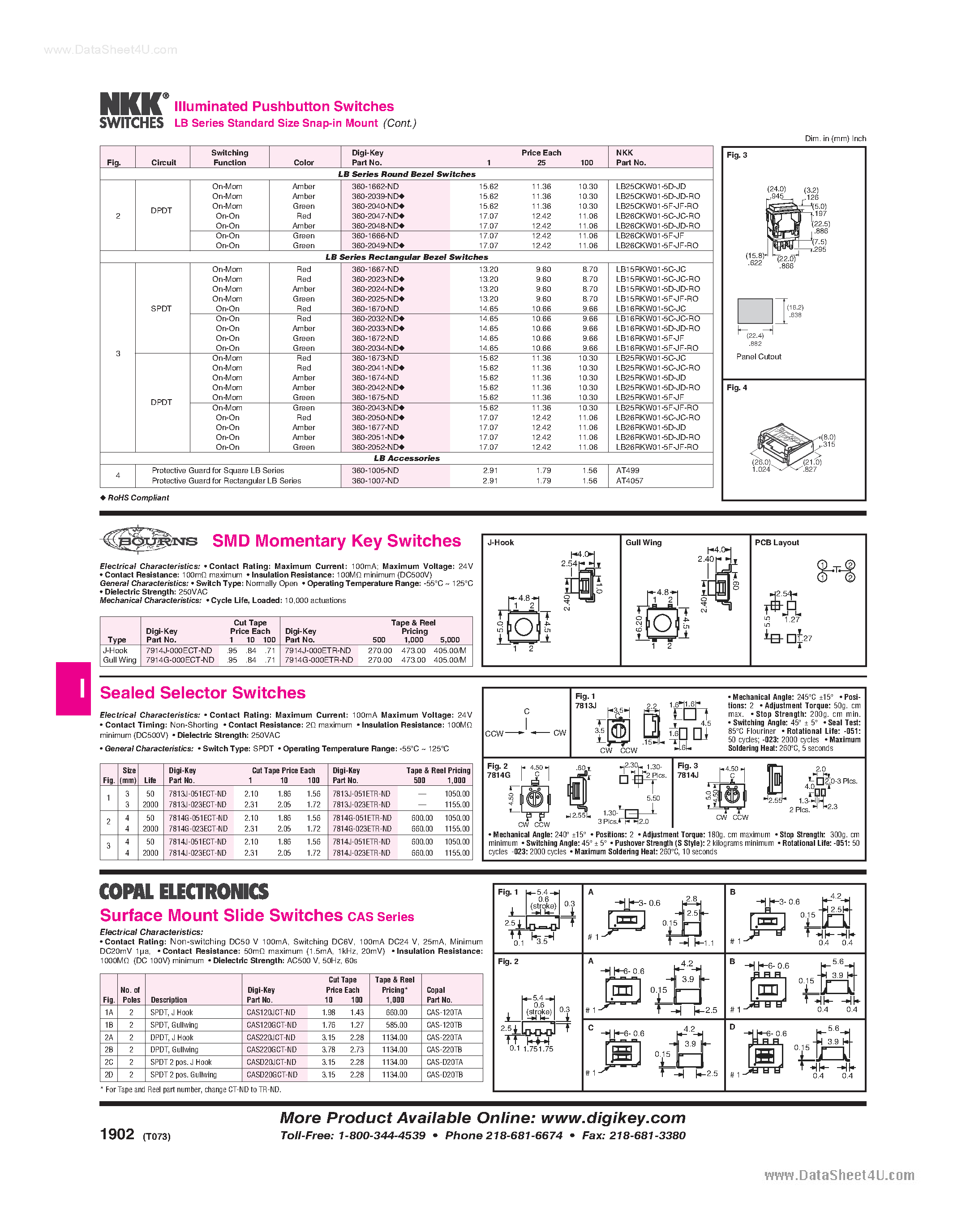 Datasheet 360-20xx-ND page 1 Datasheet 360-20xx-ND - Round Bezel Switches page 1