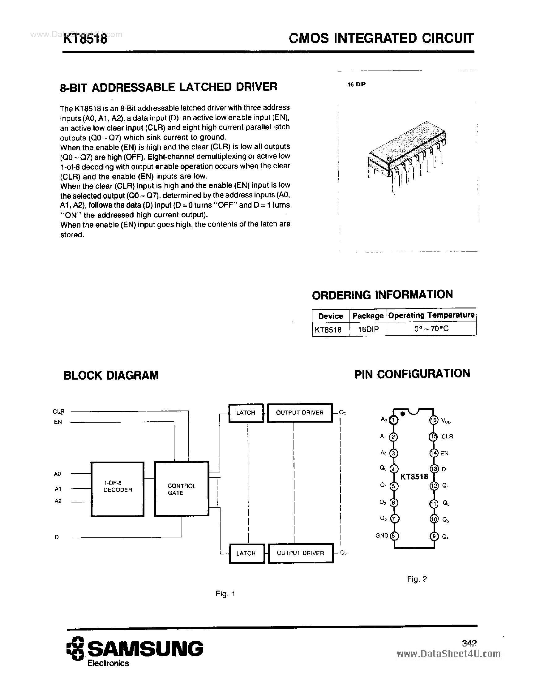 Datasheet KT8518 - 8-Bit Addressable Latched Driver page 1