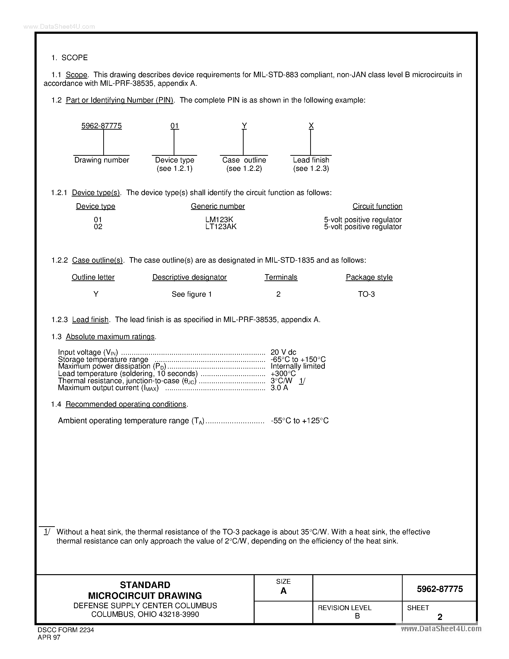 Даташит на микросхему 5962-87775 страница 2 Даташит 5962-87775 - Standard Microcircuit Drawing страница 2