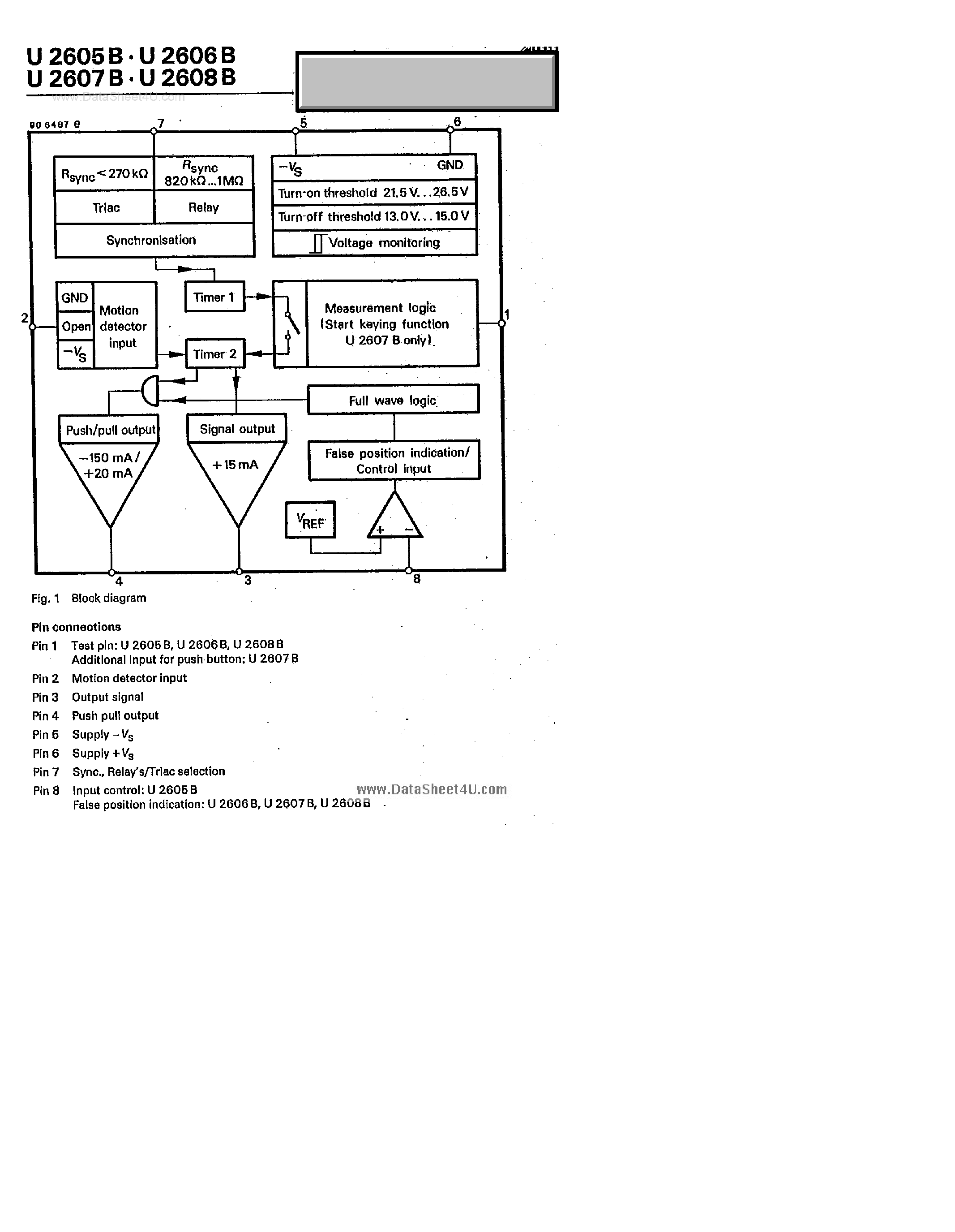 Datasheet U2605B - (U2605B - U2608B) Zero Voltage Switch page 2