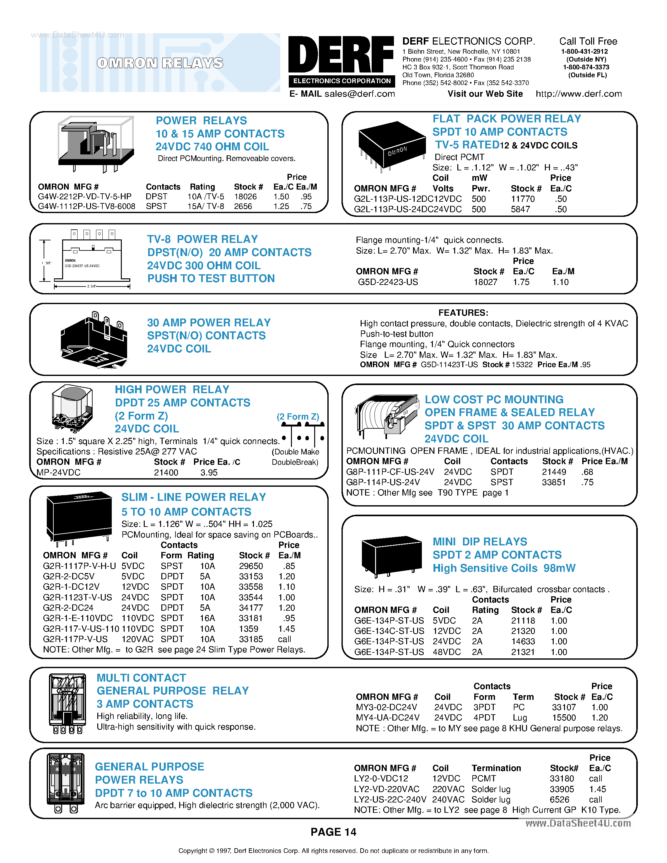 Даташит G2L-113P-US-xxVDC - Power Relay страница 1