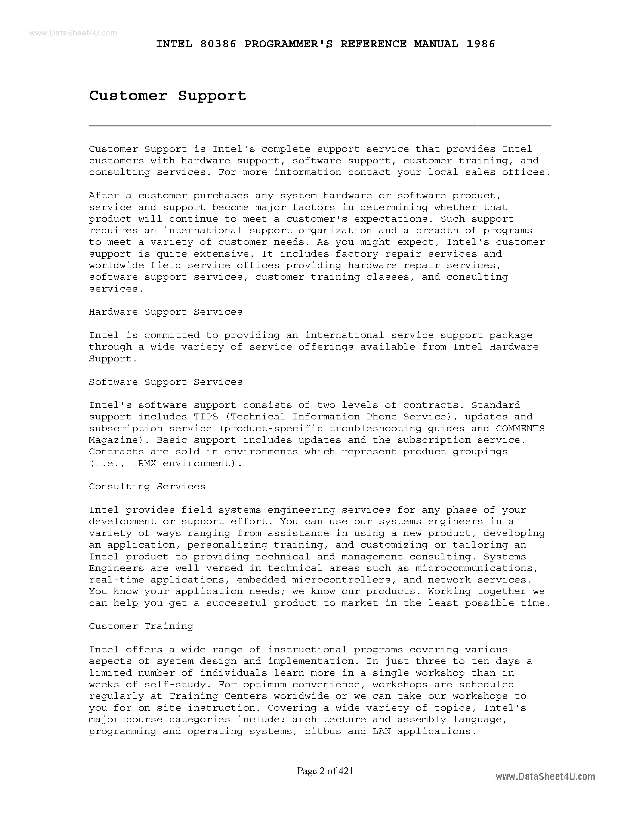 Даташит на микросхему I386 страница 2 Даташит I386 - Programmers Reference Manual страница 2