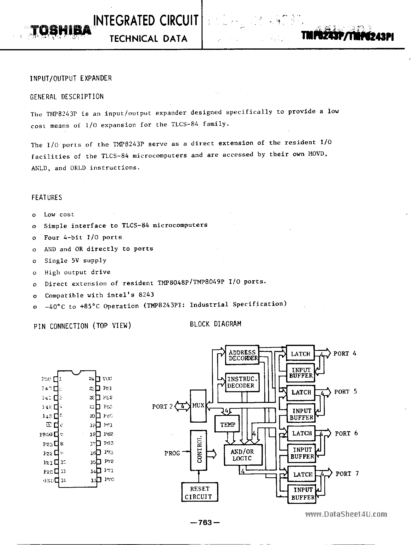 Даташит TMP8243P - Input / Output Expander страница 1