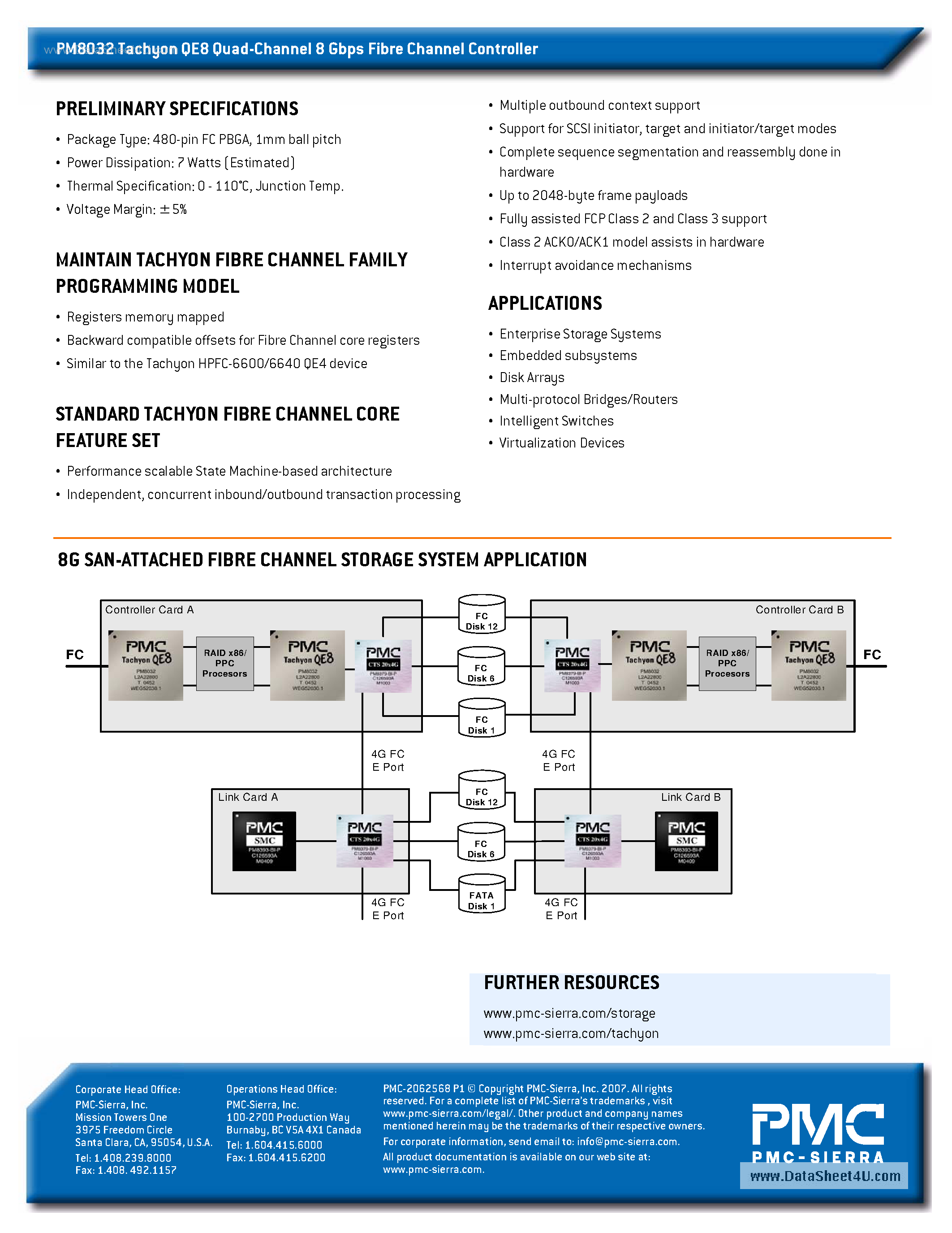 Datasheet PM8032 - Quad-Channel 8 Gbps Fibre Channel Controller page 2