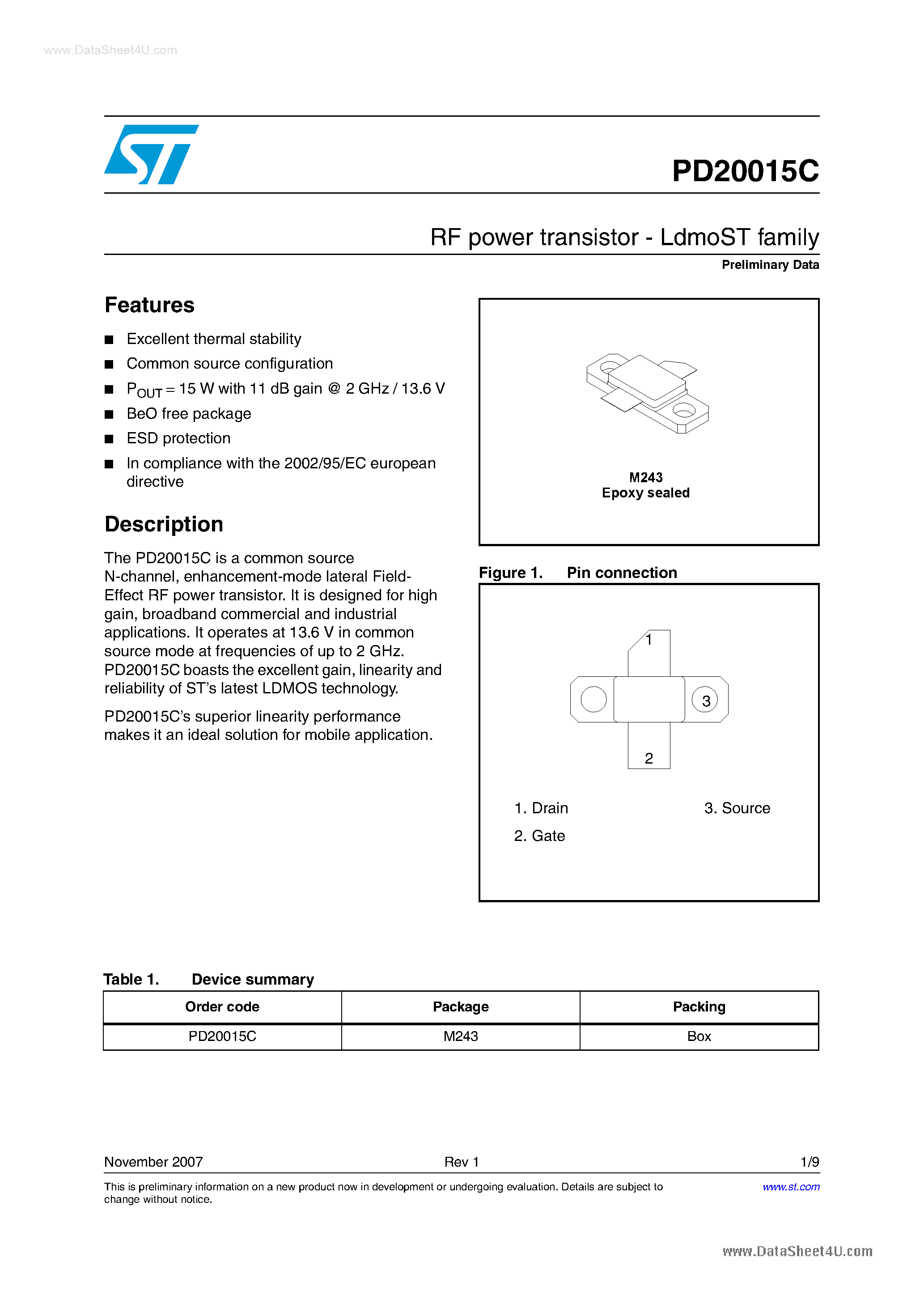 Datasheet PD20015C - Transistors page 1
