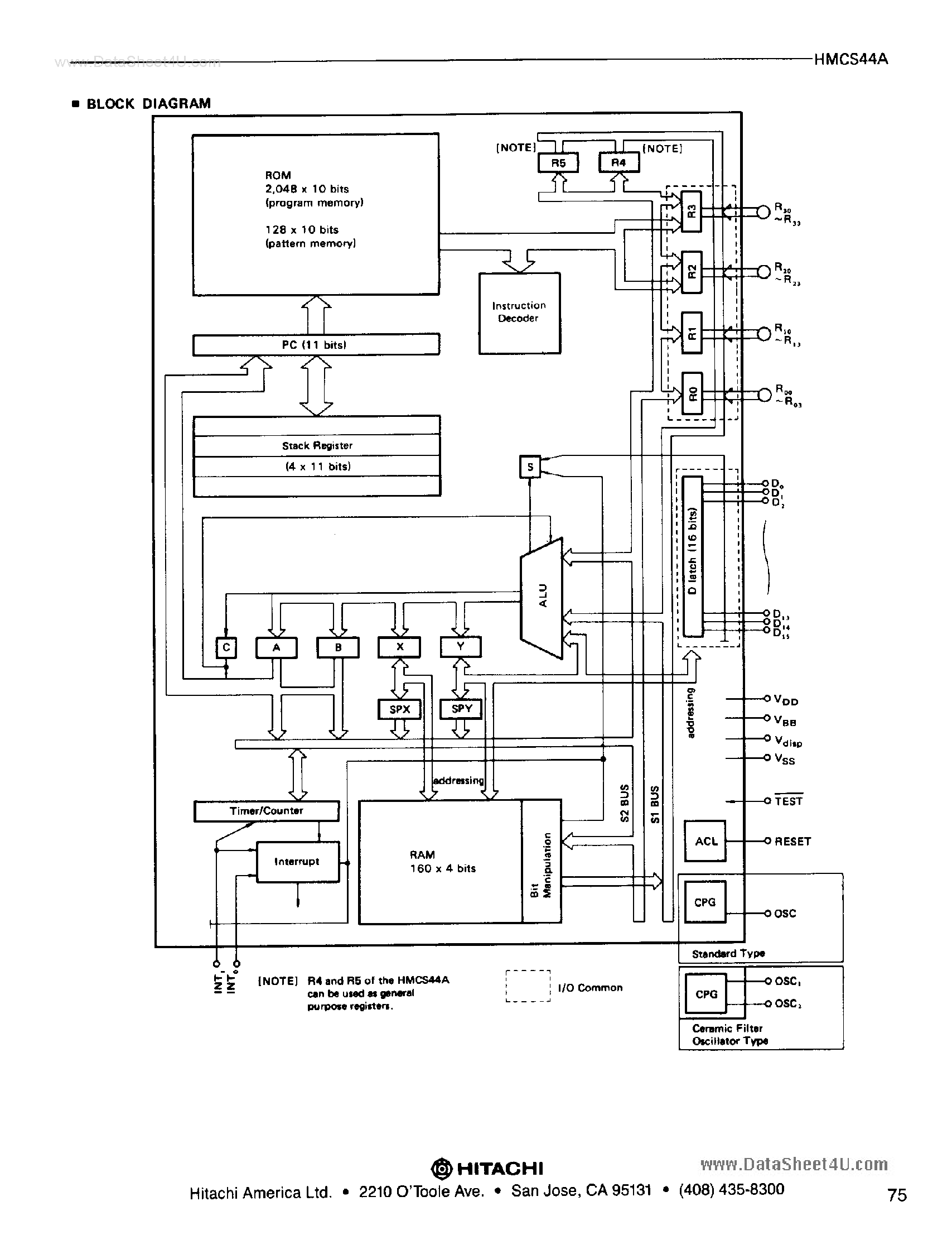 Даташит HMCS44 - PMOS 4-Bit Microcomputer страница 2