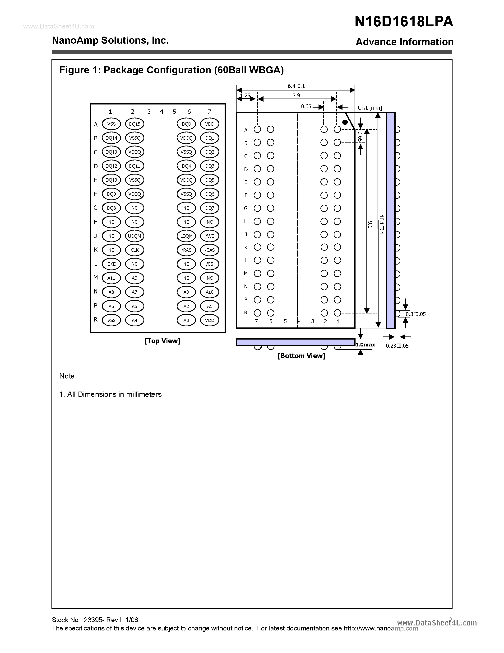 Datasheet N16D1618LPA - 512K X 16 Bits X 2 Banks Low Power Synchronous DRAM page 2