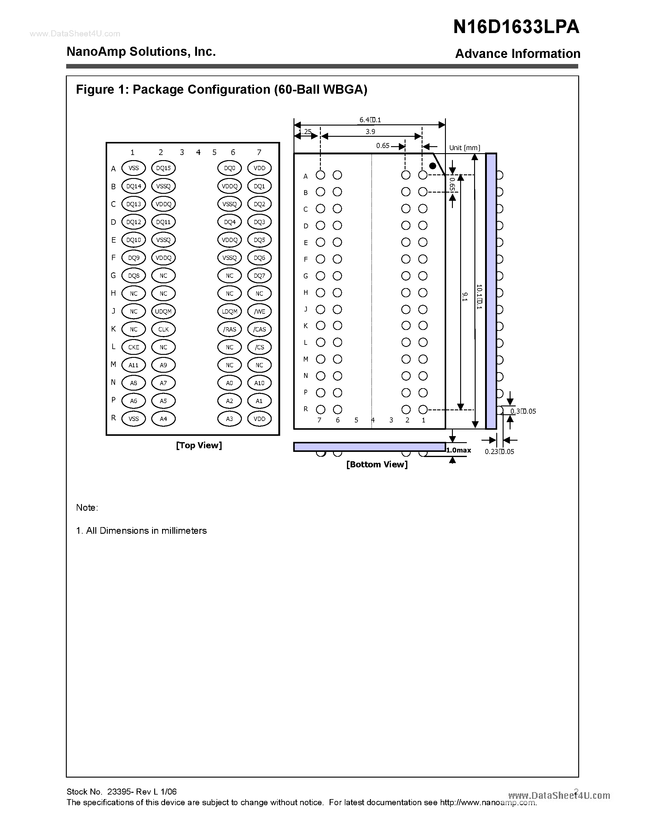 Datasheet N16D1633LPA - 512K X 16 Bits X 2 Banks Low Power Synchronous DRAM page 2