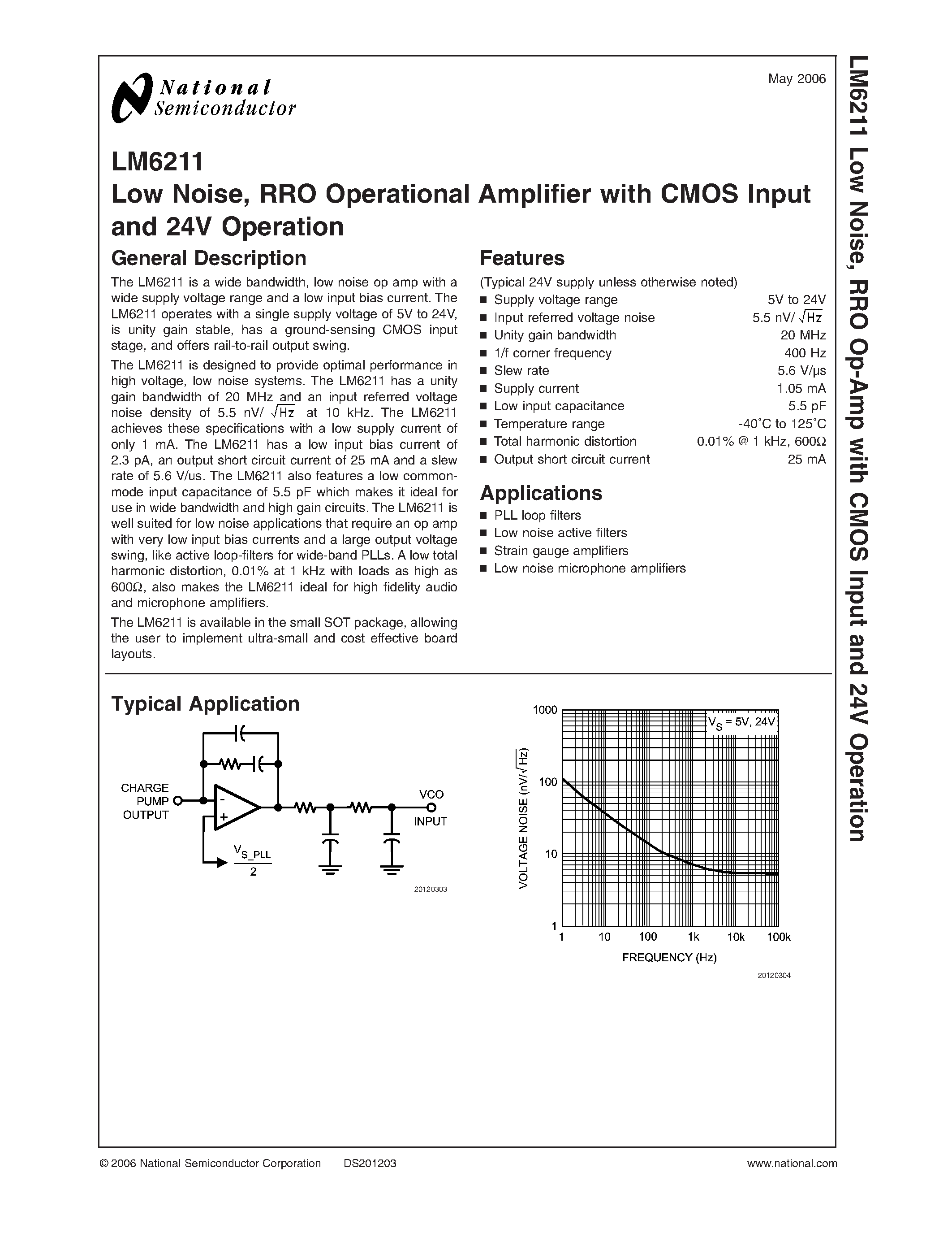 Даташит на микросхему LM6211 страница 1 Даташит LM6211 - RRO Operational Amplifier страница 1