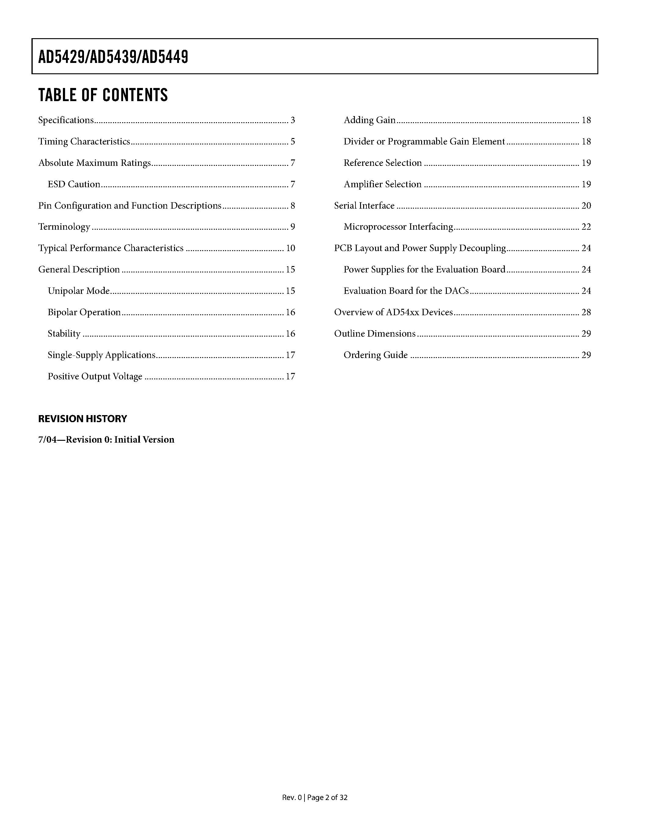 Даташит на микросхему AD5429 страница 2 Даташит AD5429 - (AD54x9) Bandwidth Multiplying DACs страница 2
